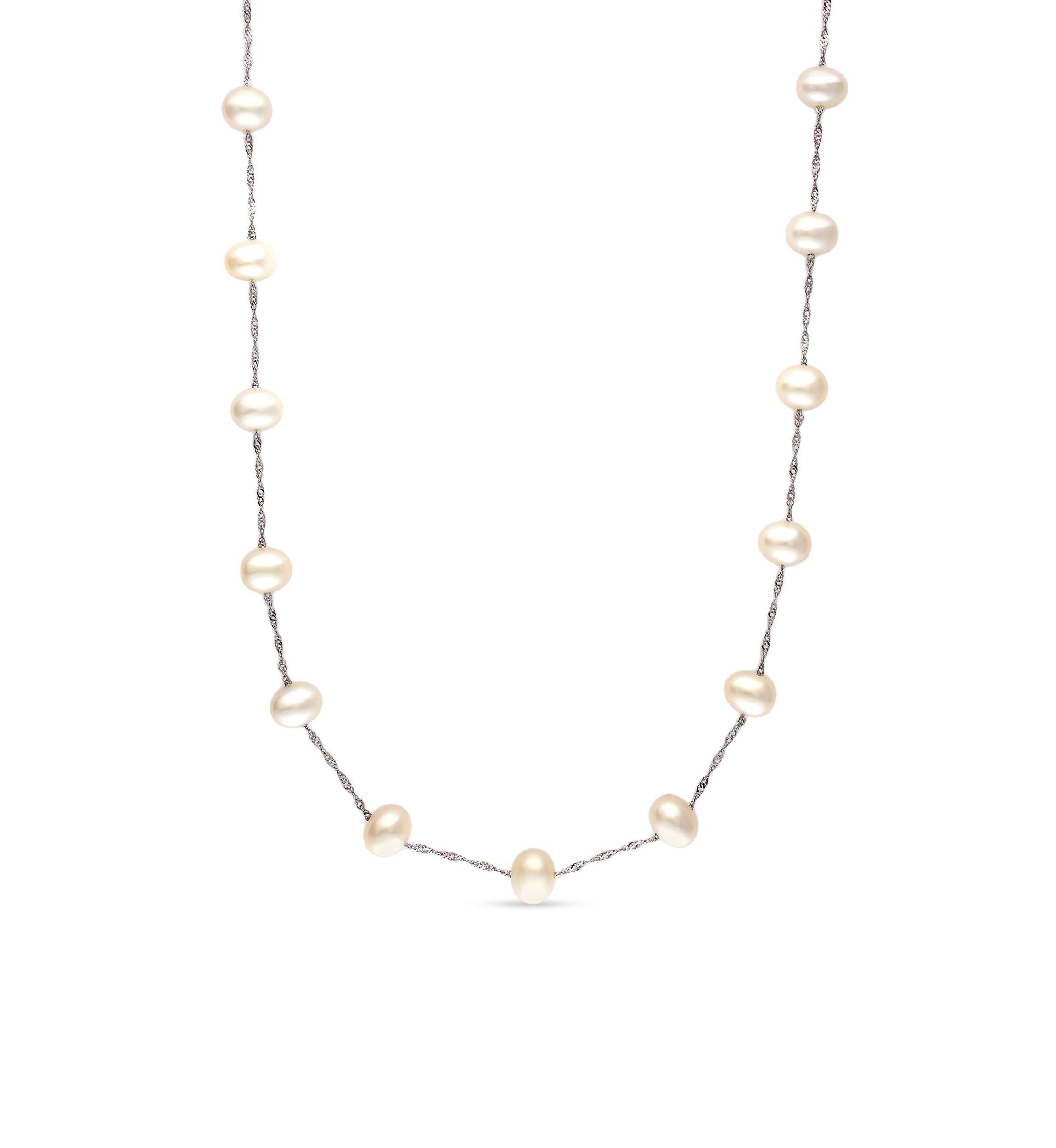 Freshwater Pearl Strand Necklace in 14K White Gold