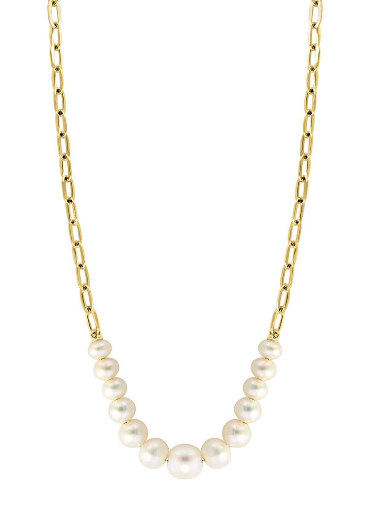 Freshwater Pearl Chain Necklace in 14K Yellow Gold