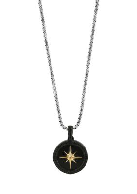 Effy Men's Black Plating Onyx Pendant Necklace In Sterling Silver And 18K Yellow Gold