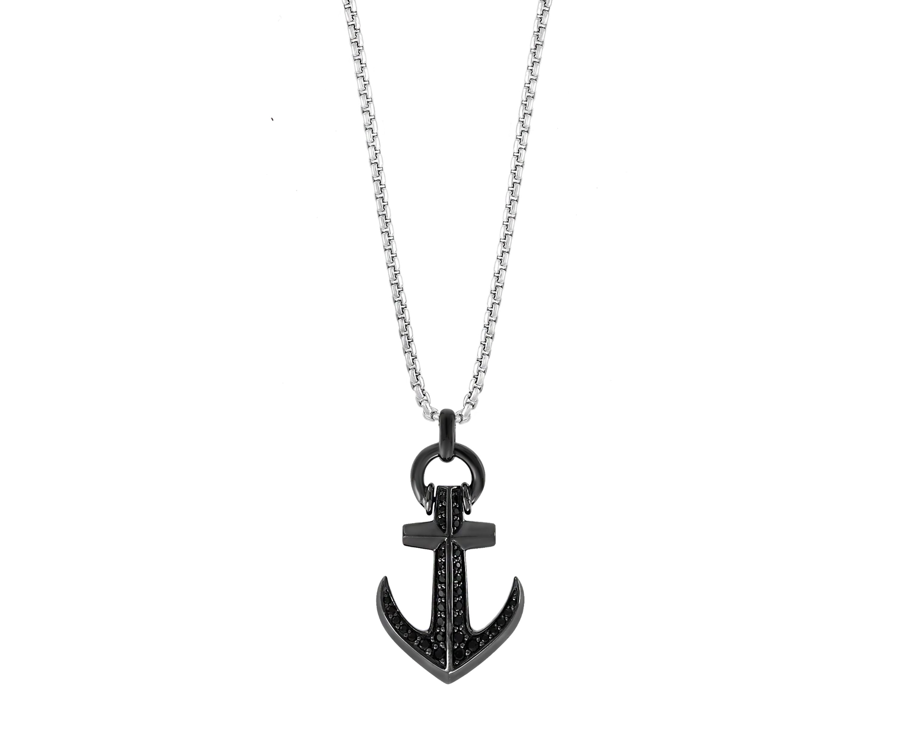 Black Sapphire Pendant Necklace in Sterling Silver