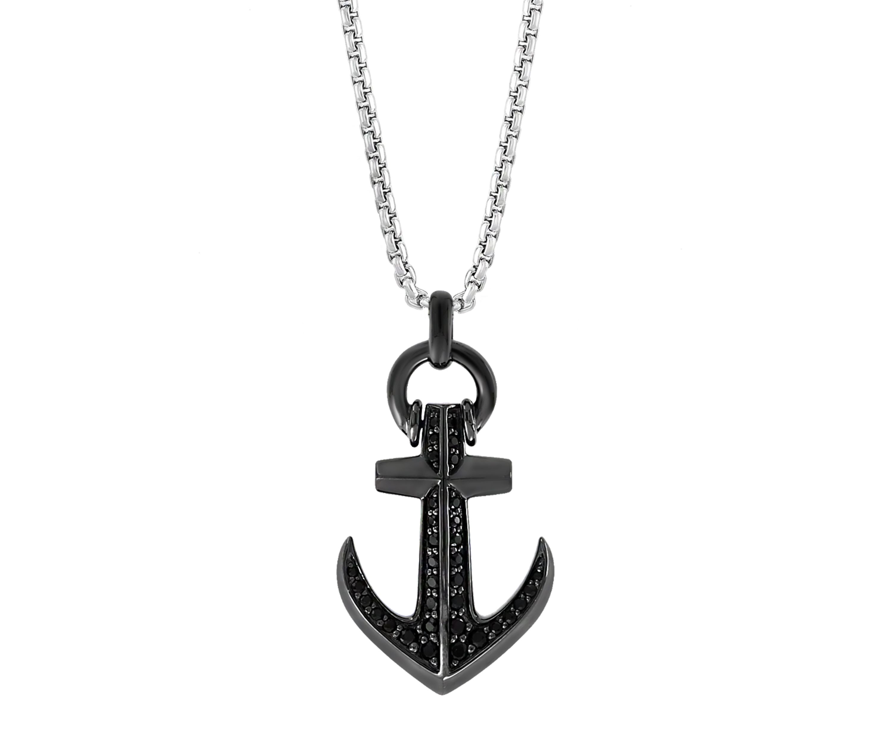 Black Sapphire Pendant Necklace in Sterling Silver