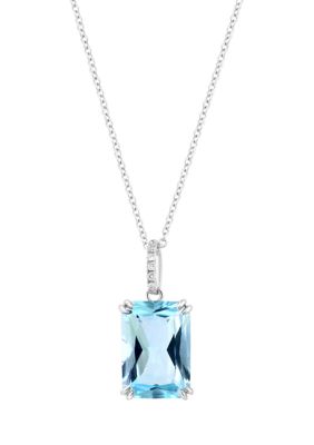 Effy 1/10 Ct. T.w. Diamond, 8.5 Ct. T.w. Sky Blue Topaz Pendant Necklace In 14K White Gold