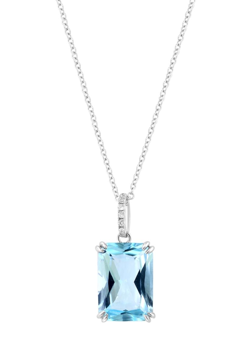 1/10 ct. t.w. Diamond, 8.5 ct. t.w. Sky Blue Topaz Pendant Necklace in 14K White Gold
