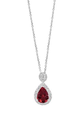 Effy Diamond And Rhodolite Pear Pendant Necklace In 14K White Gold