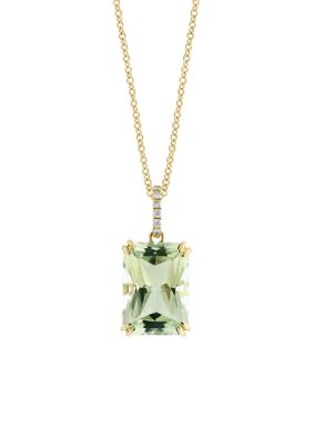 Effy 1/10 ct. t.w. Diamond, 7.2 ct. t.w. Green Amethyst Pendant Necklace in 14K Yellow Gold -  5400452IPYCJ509IL