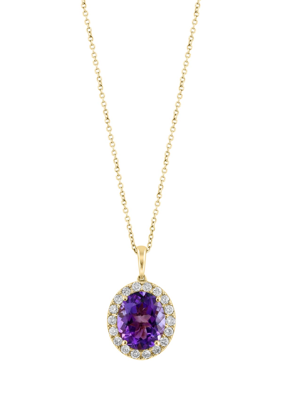 1/2 ct. t.w. Diamond, 4.65 ct. t.w. Amethyst Pendant Necklace in 14K Yellow Gold