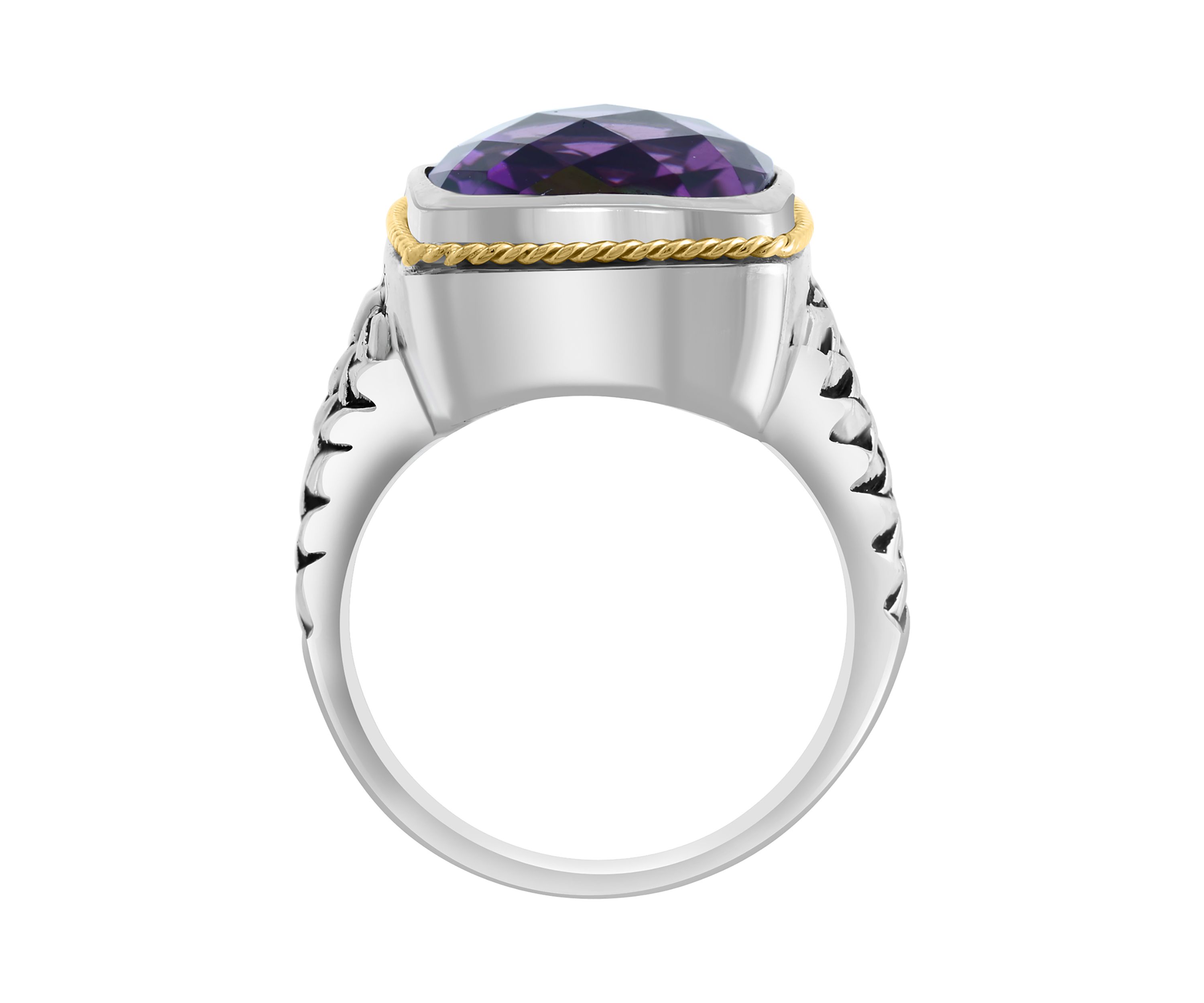 Amethyst Ring in Sterling Silver and 18K Yellow Gold