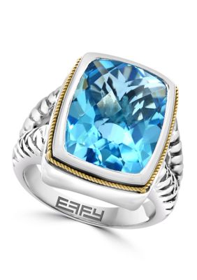 Effy Blue Topaz Ring in Sterling Silver and 18K Yellow Gold belk