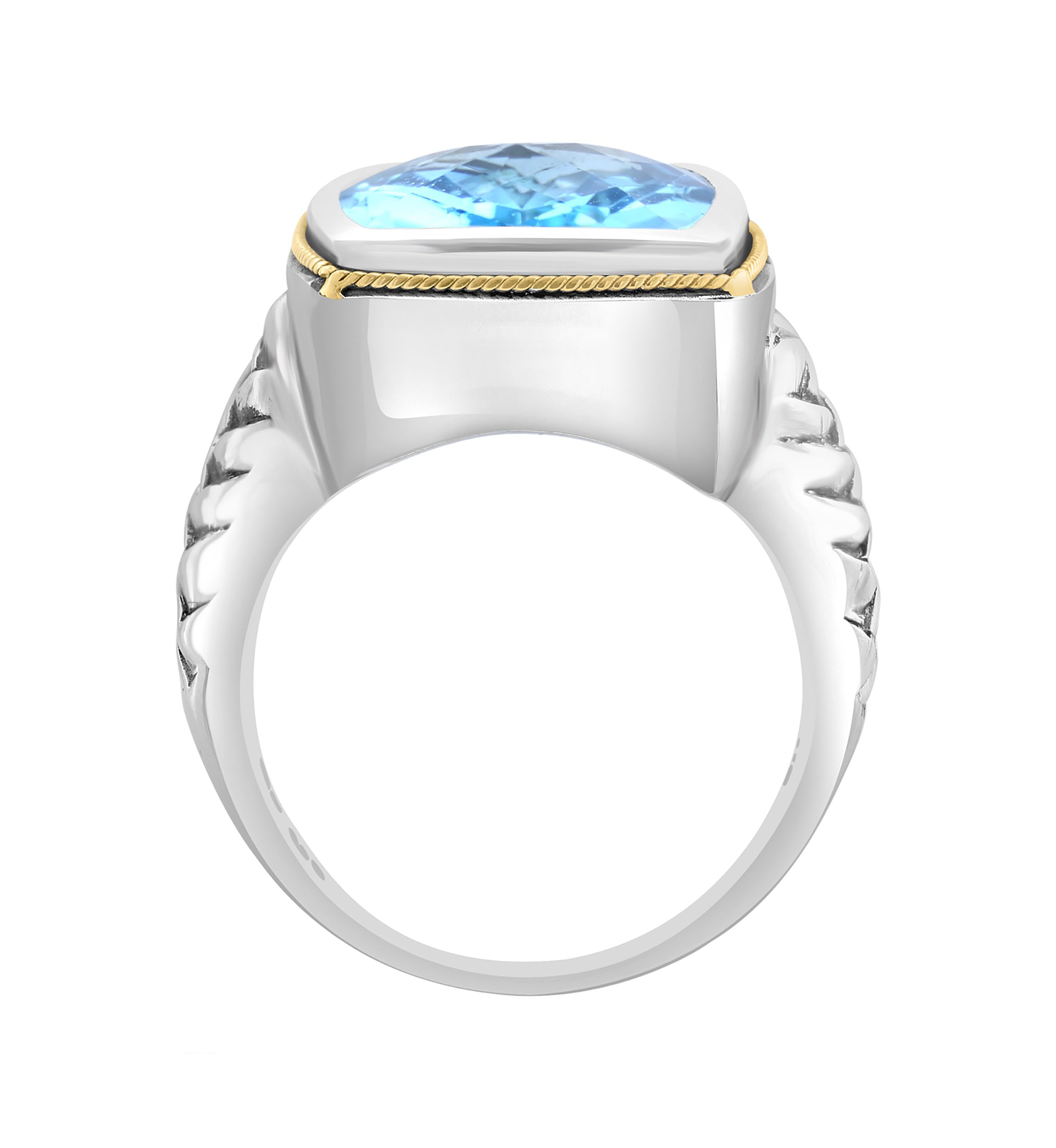 Blue Topaz Ring in Sterling Silver and 18K Yellow Gold