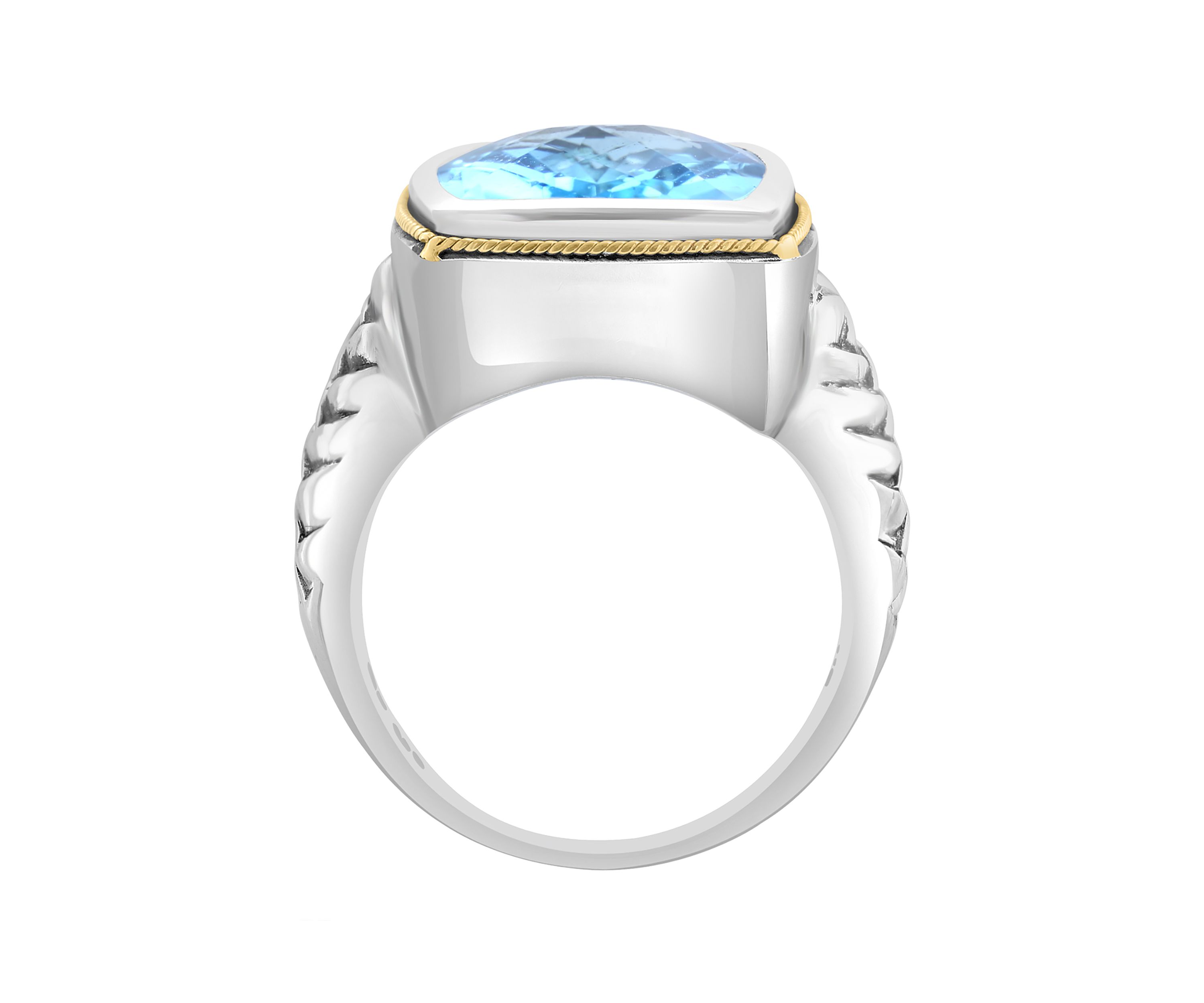 Blue Topaz Ring in Sterling Silver and 18K Yellow Gold