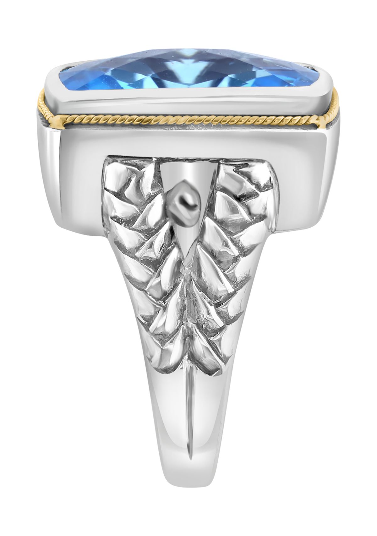 Blue Topaz Ring in Sterling Silver and 18K Yellow Gold