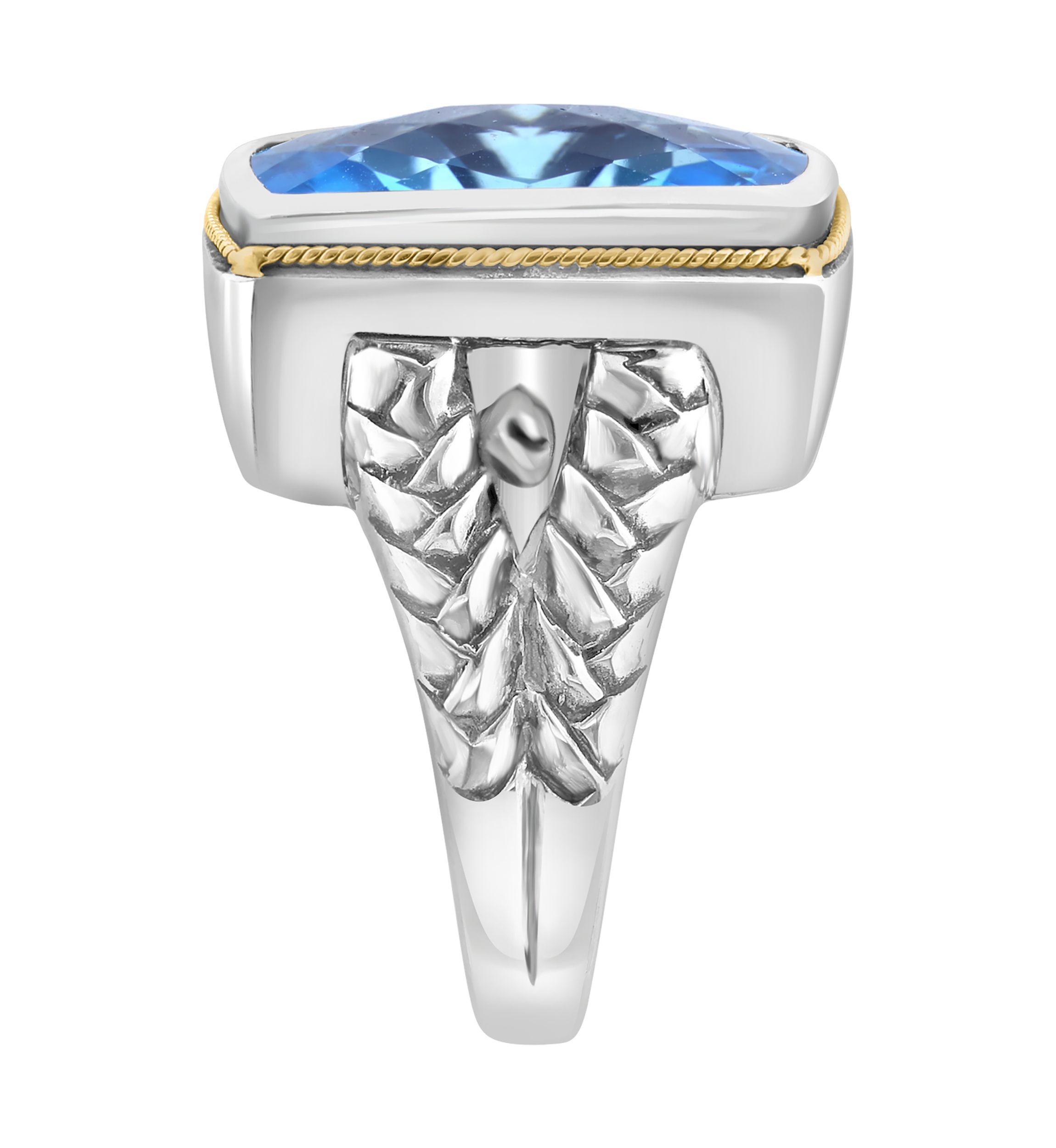 Blue Topaz Ring in Sterling Silver and 18K Yellow Gold