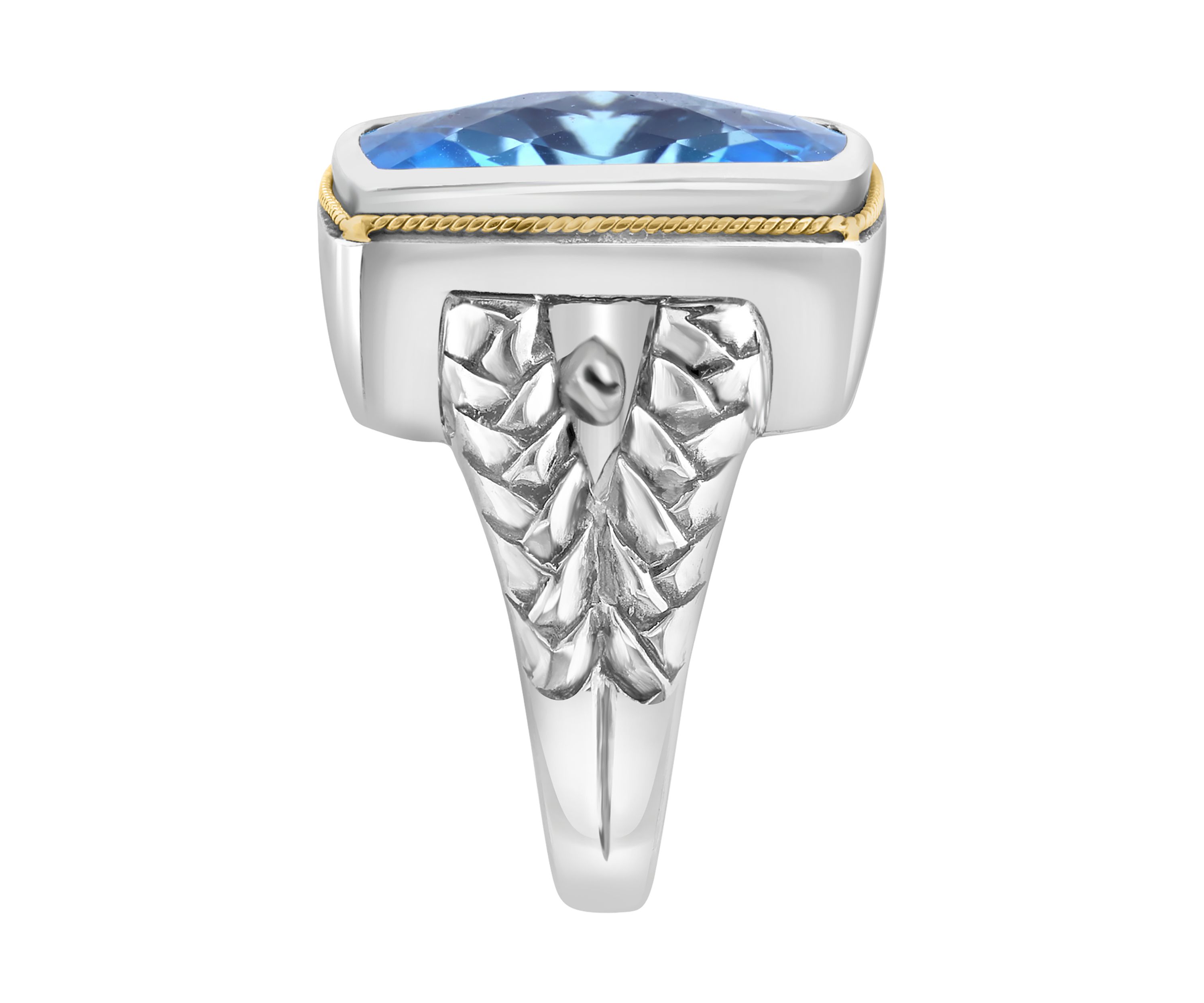 Blue Topaz Ring in Sterling Silver and 18K Yellow Gold