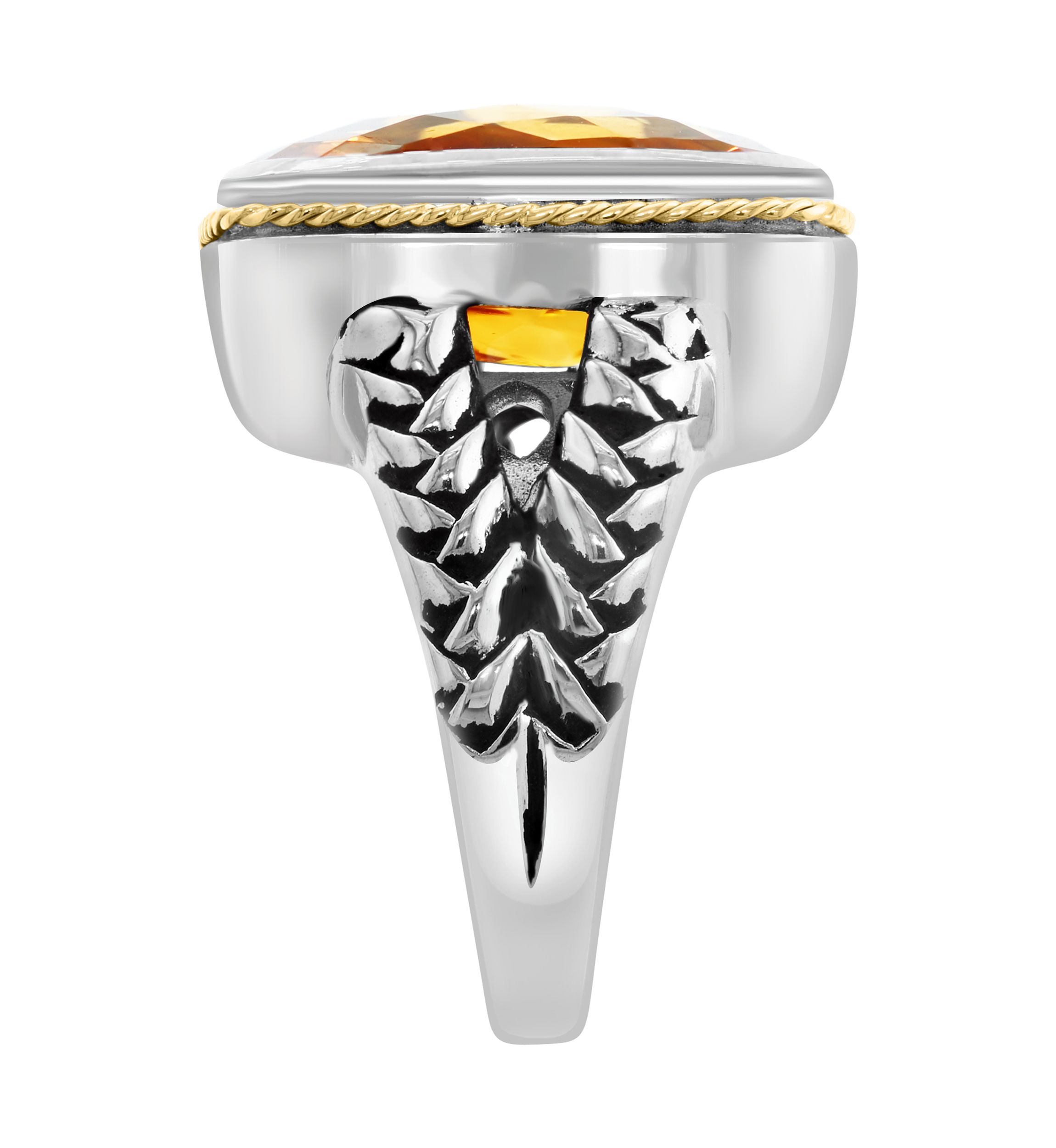 Citrine Square Ring in Sterling Silver and 18K Yellow Gold