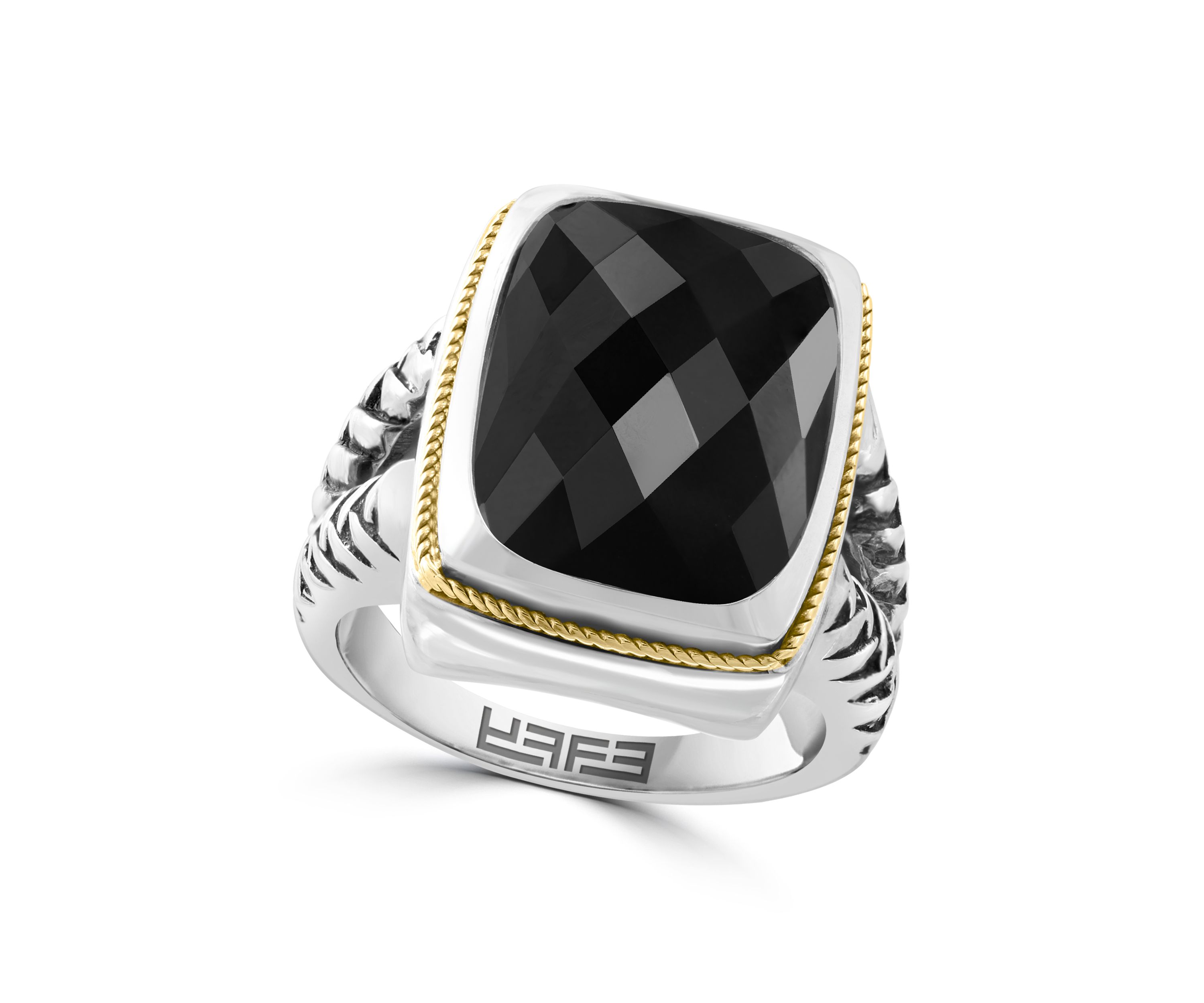 8.55 ct. t.w. Onyx Ring in Sterling Silver and 18K Yellow Gold 