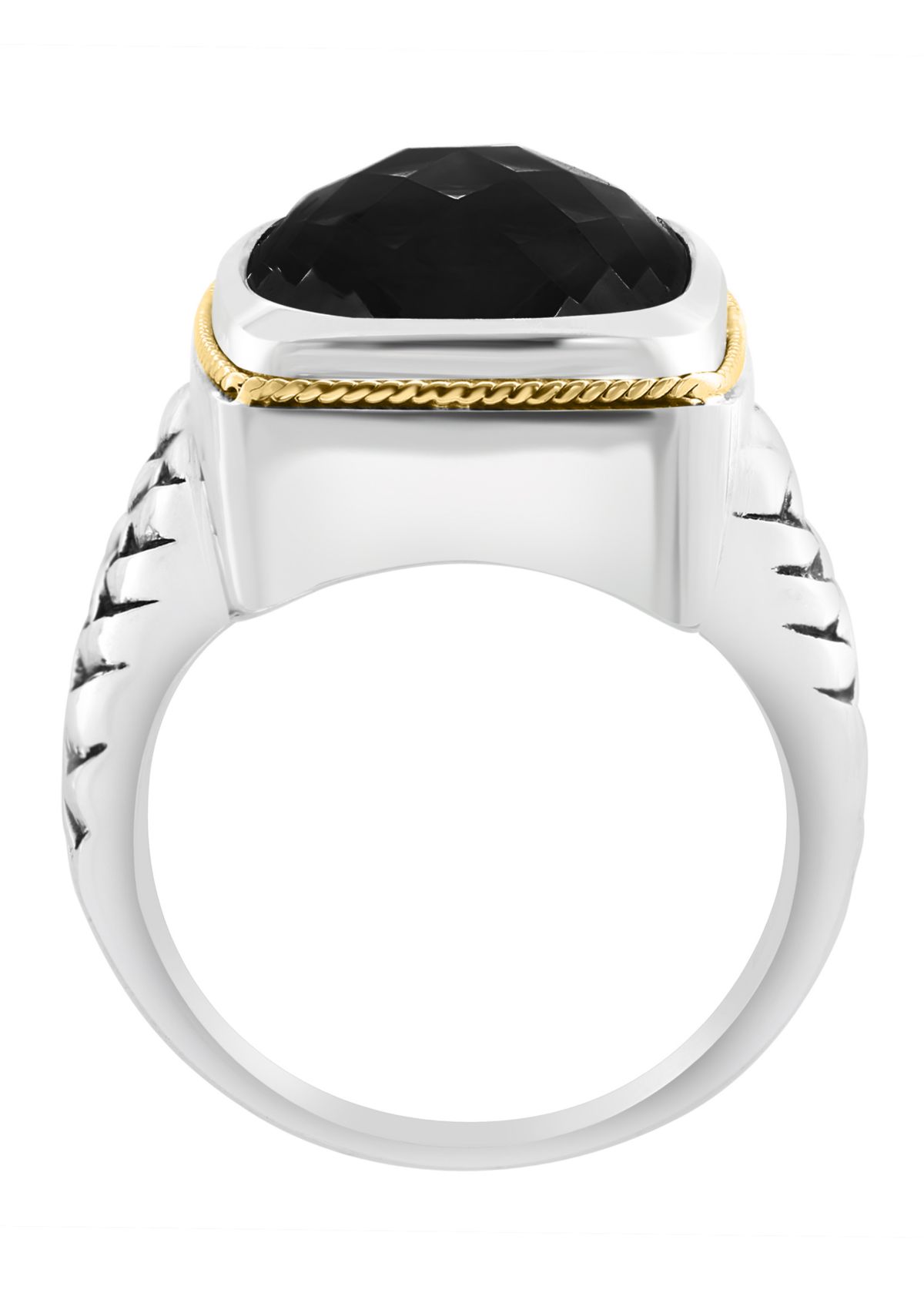 8.55 ct. t.w. Onyx Ring in Sterling Silver and 18K Yellow Gold 
