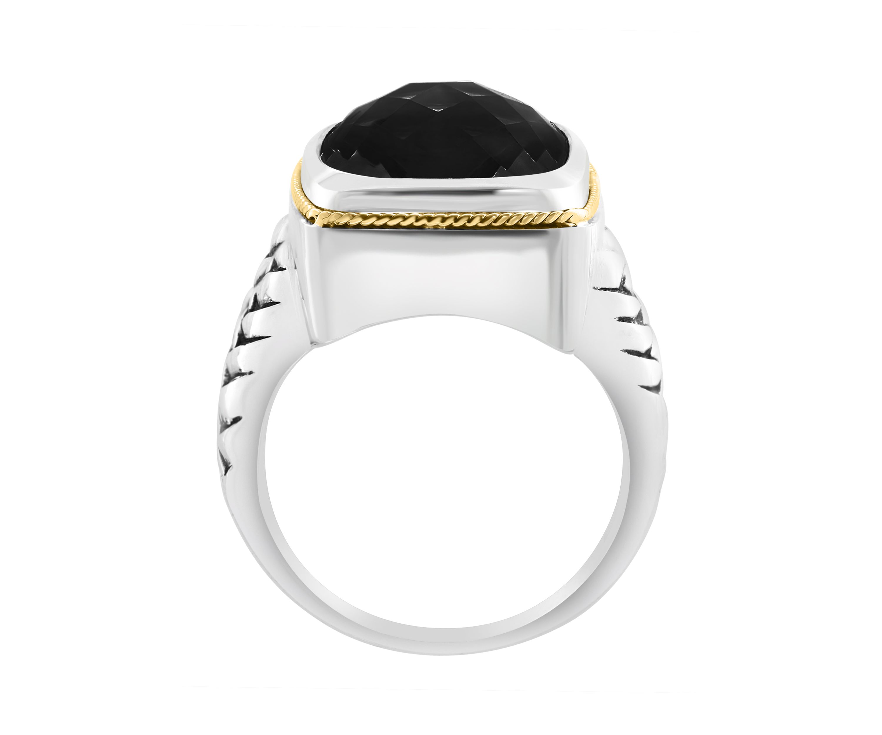 8.55 ct. t.w. Onyx Ring in Sterling Silver and 18K Yellow Gold 