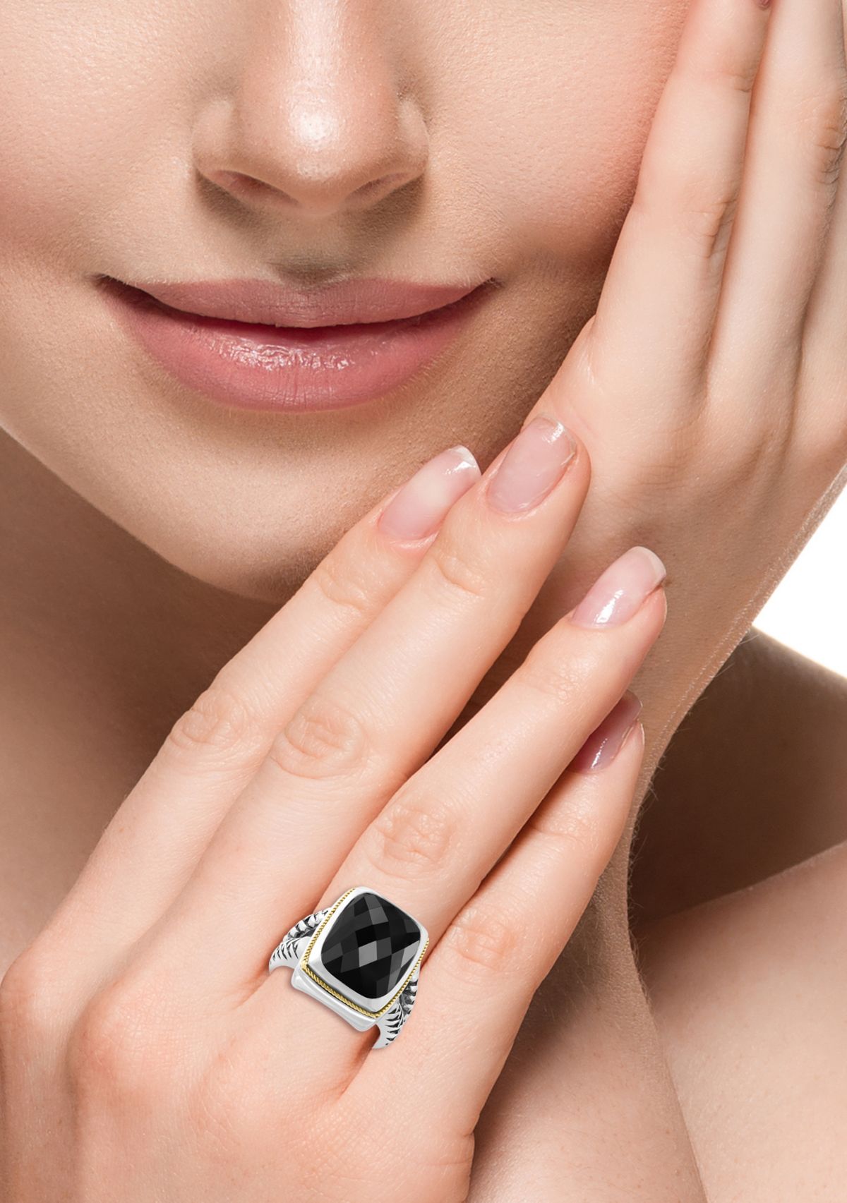 8.55 ct. t.w. Onyx Ring in Sterling Silver and 18K Yellow Gold 