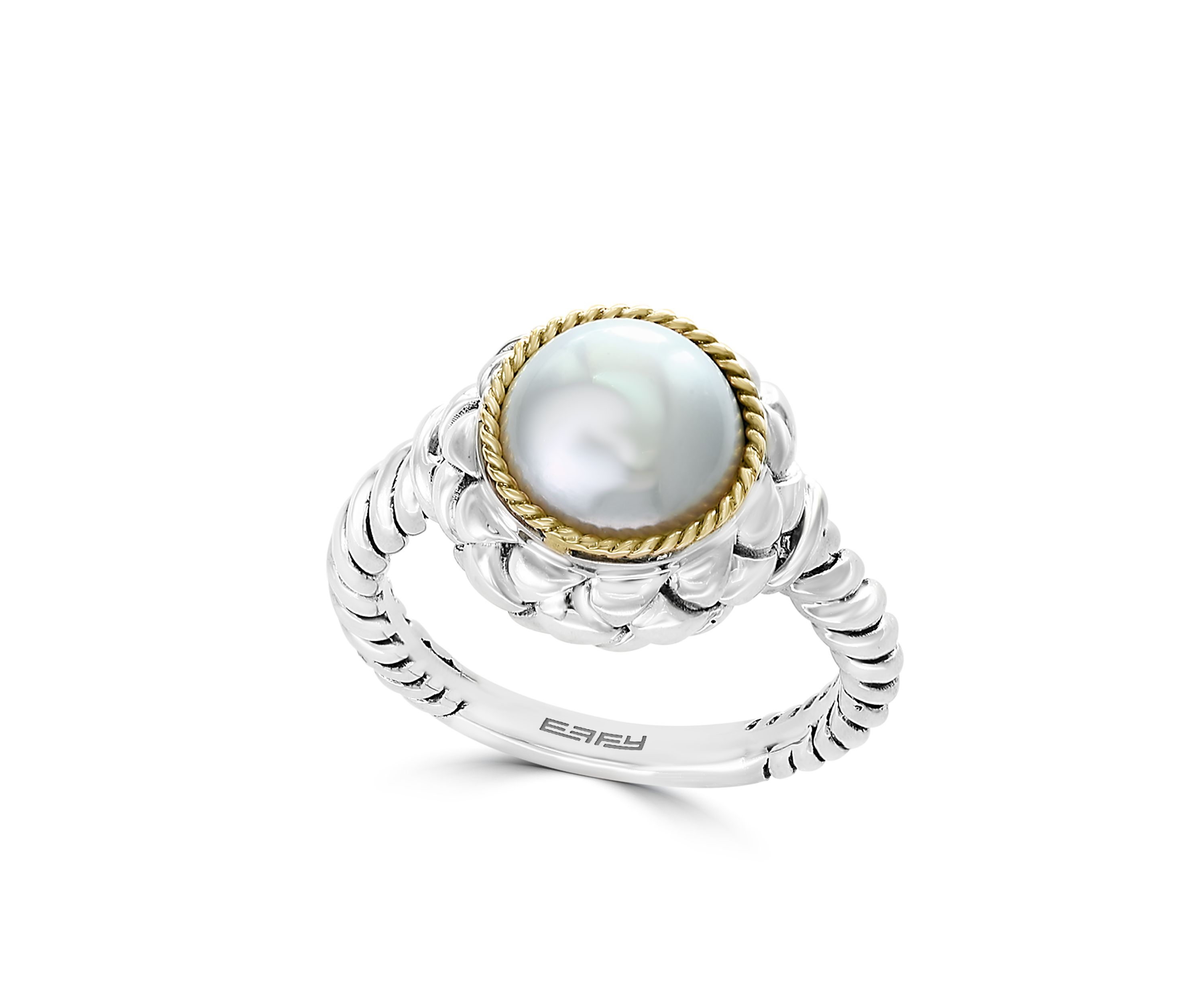 18k Yellow Gold Sterling Silver Freshwater Pearl Ring