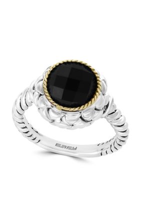 Effy 2.50 ct. t.w. Onyx Ring in Sterling Silver and 18k Yellow Gold, 7 -  0617892651687