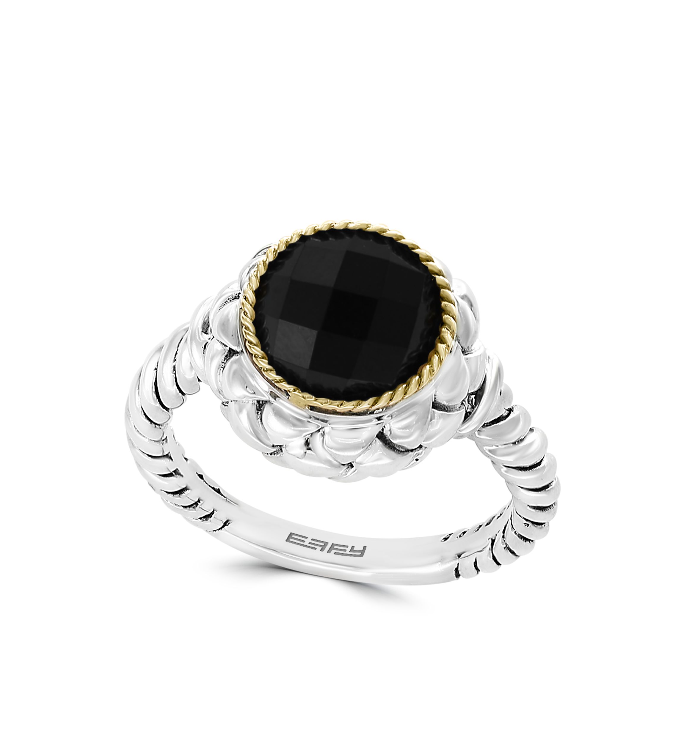 2.50 ct. t.w. Onyx Ring in Sterling Silver and 18k Yellow Gold