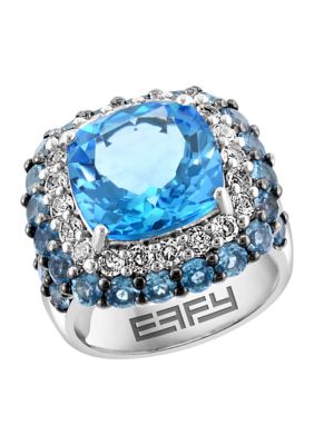 Effy 12.9 ct. t.w. Blue Topaz, White Topaz Ring in Sterling Silver -  5400452IRS0AA72M0