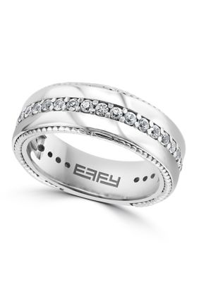 Effy Men's 1 Ct. T.w. White Sapphire Ring In Sterling Silver, 10 -  0617892600036