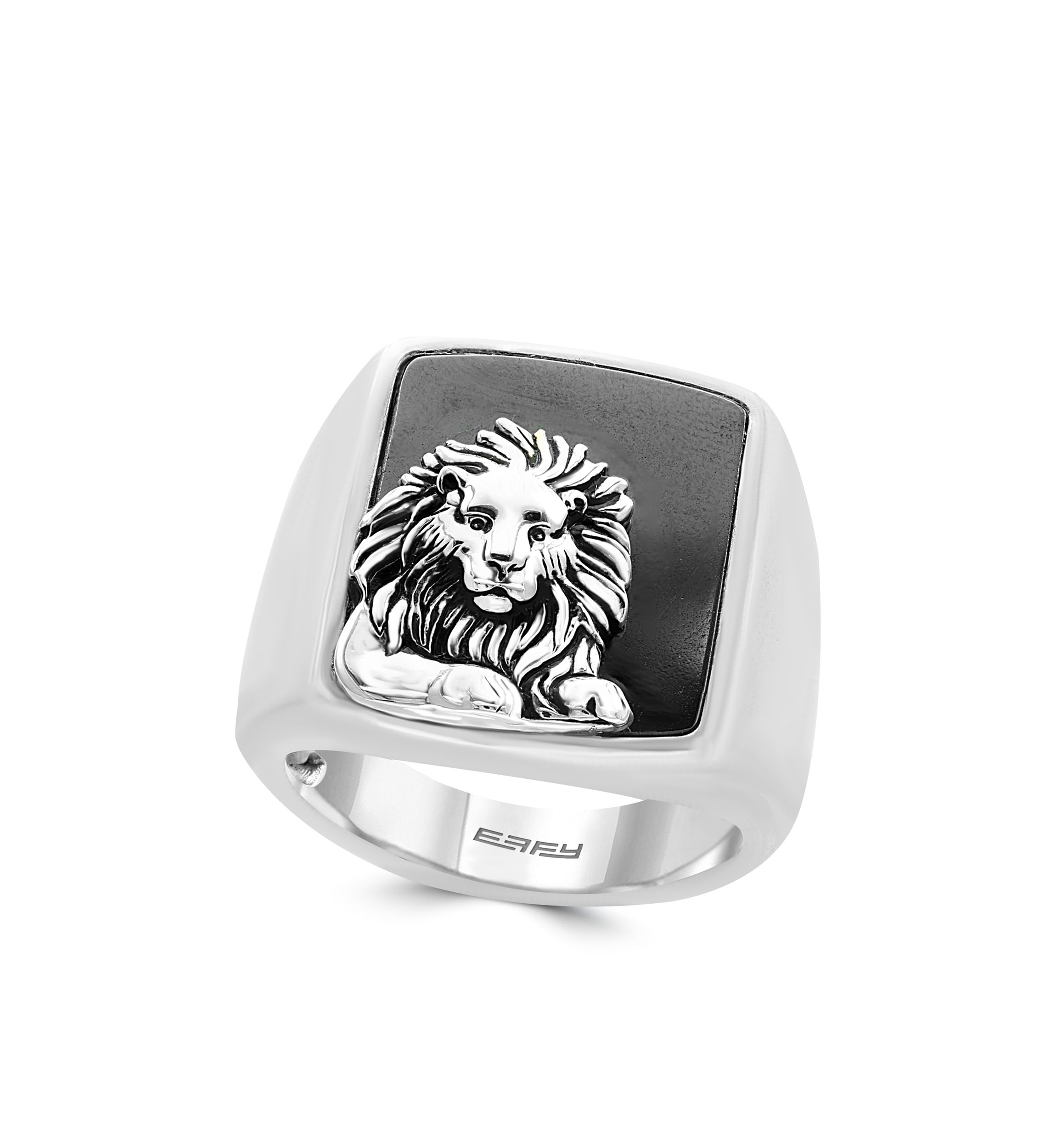 Sterling Silver Hematite Lion Ring