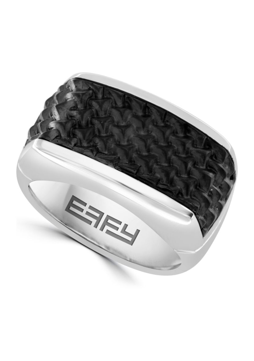 Mens Ruthenium Texture Ring in Sterling Silver