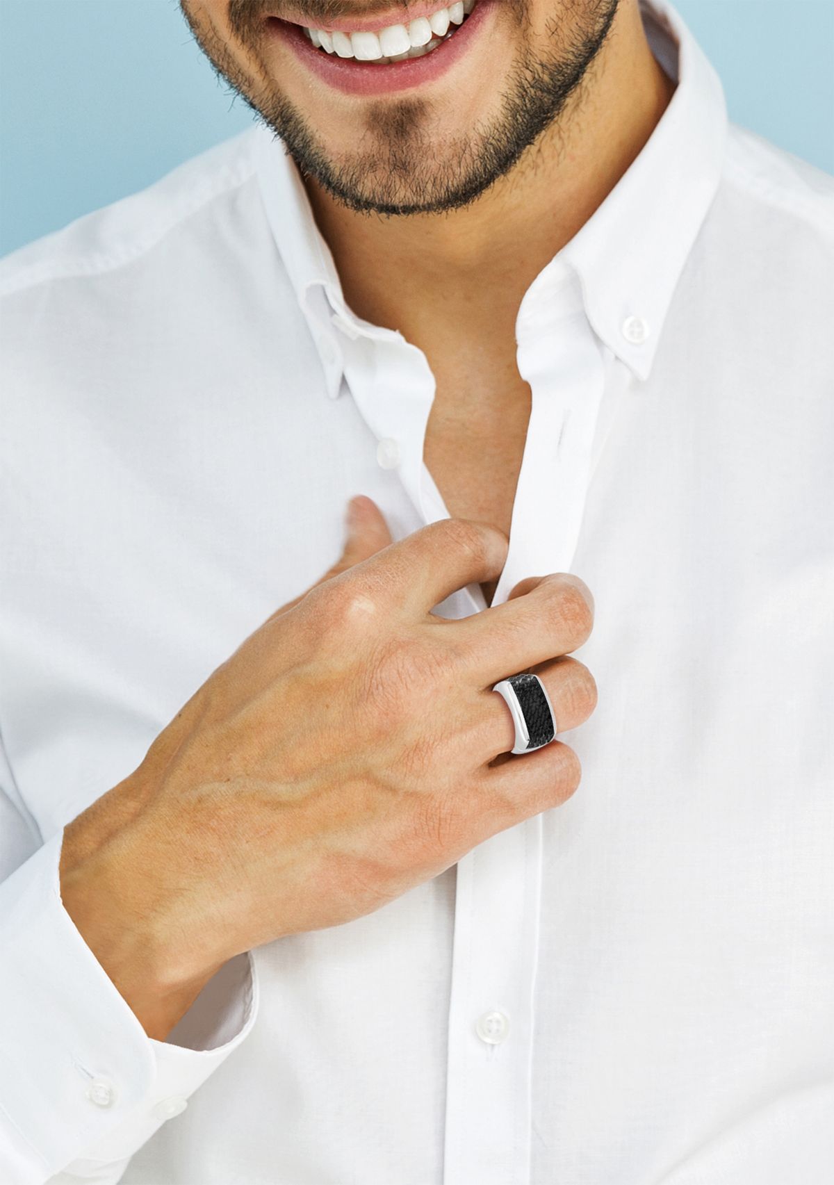 Mens Ruthenium Texture Ring in Sterling Silver