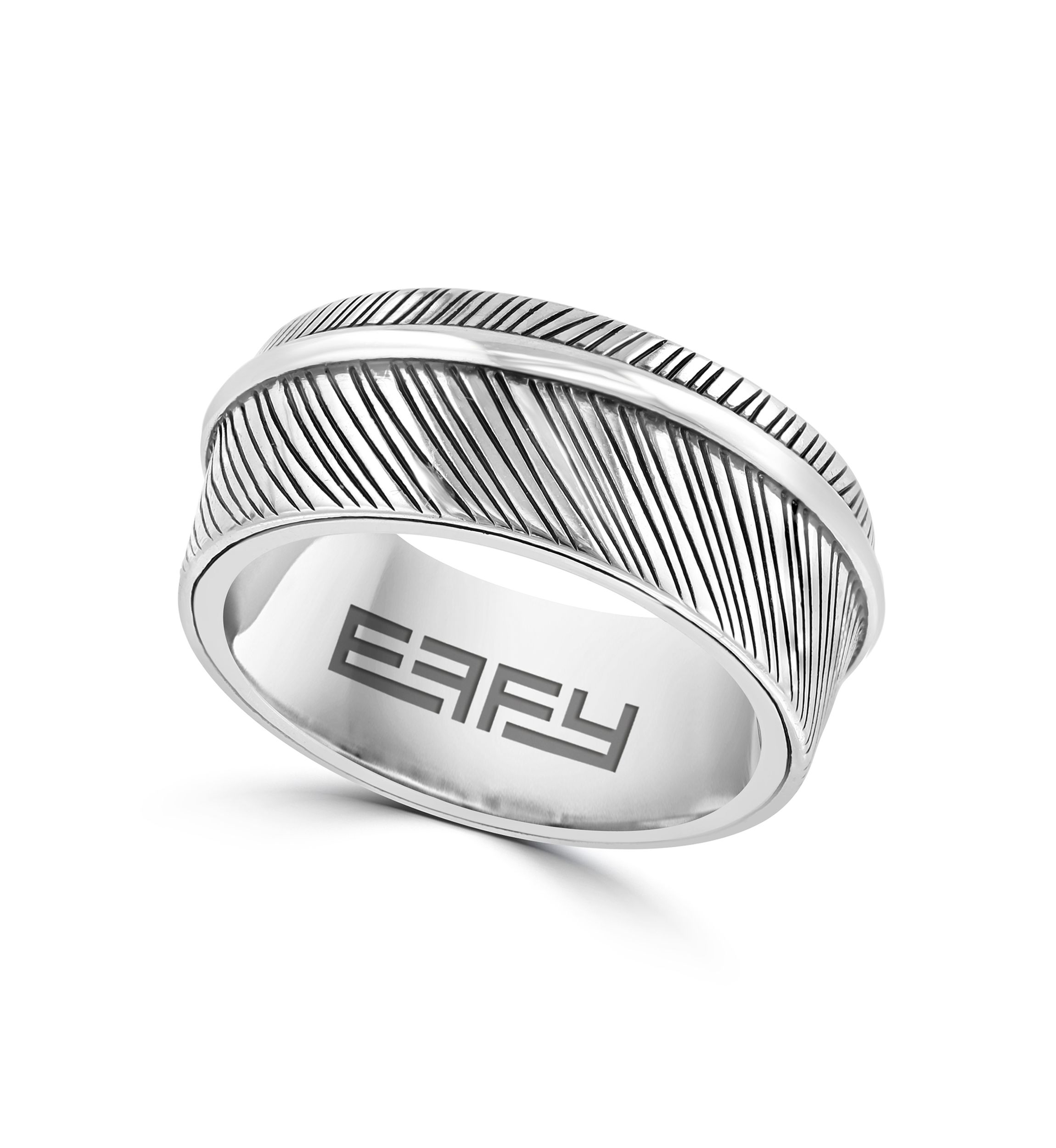 Mens Engraved Ring in Sterling Silver