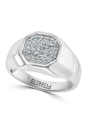 Effy Men's 1/2 Ct. T.w. White Sapphire Ring In Sterling Silver