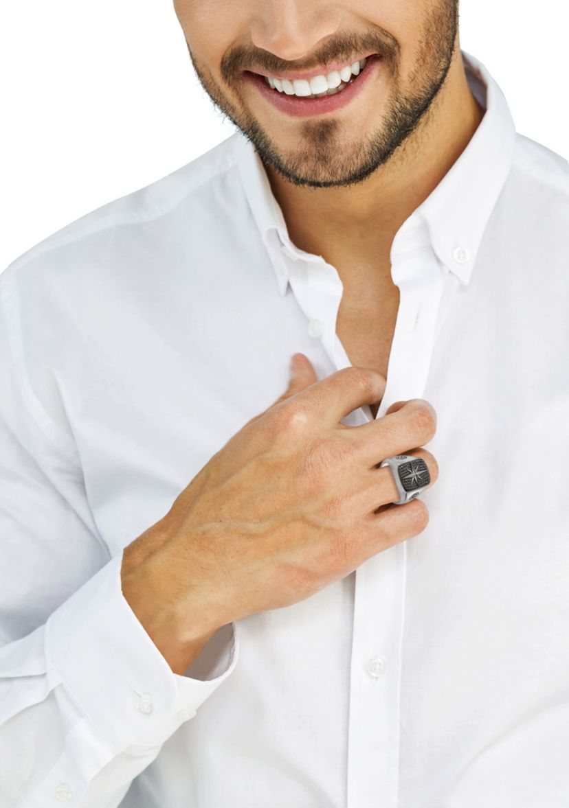 Black Spinel Ring in Sterling Silver