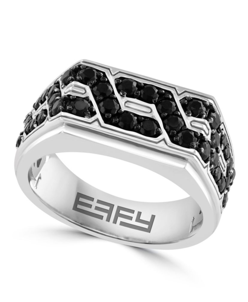 Black Spinel Ring in Sterling Silver