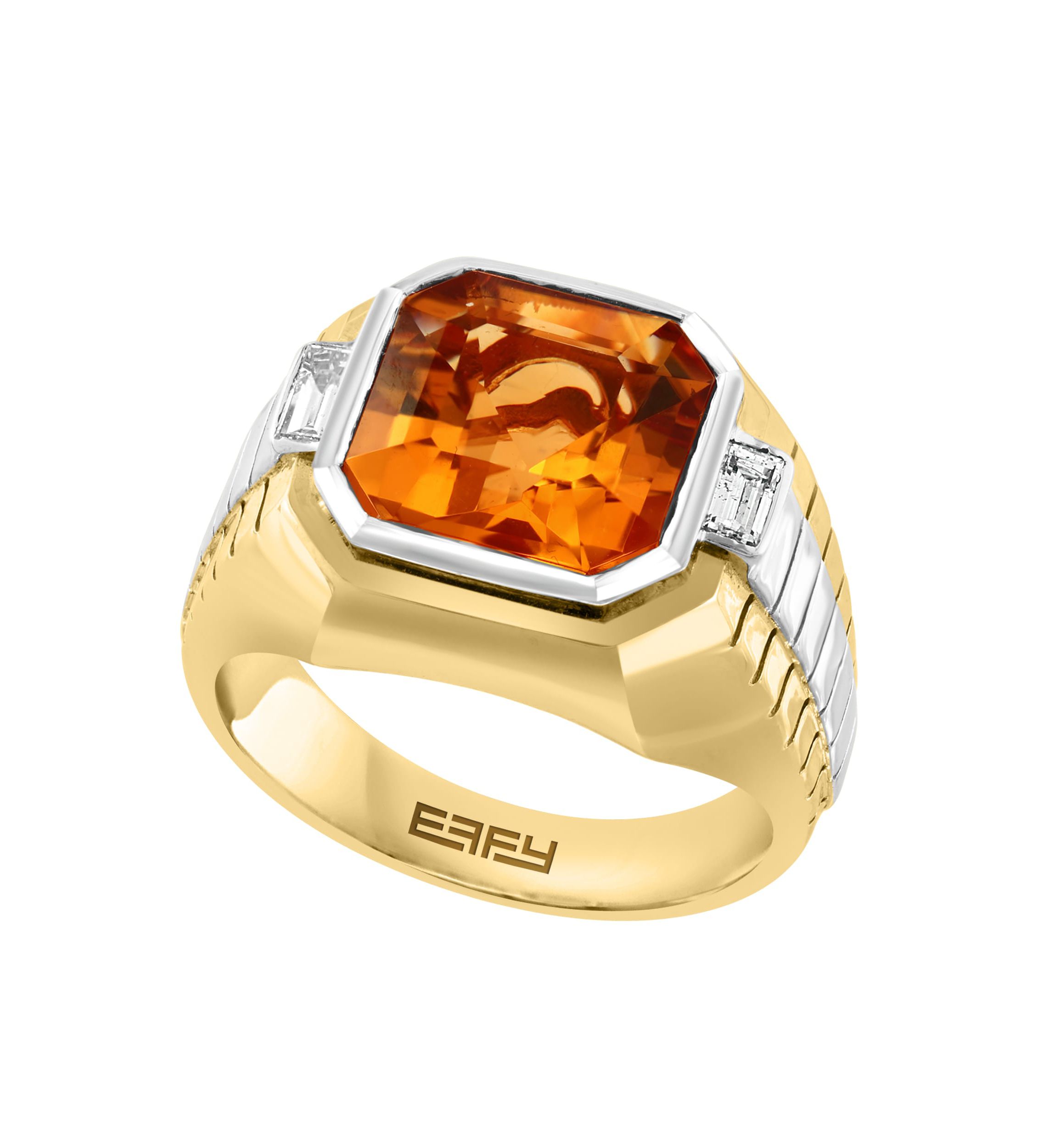 Citrine and White Topaz Ring in 18K Goldplated Sterling Silver