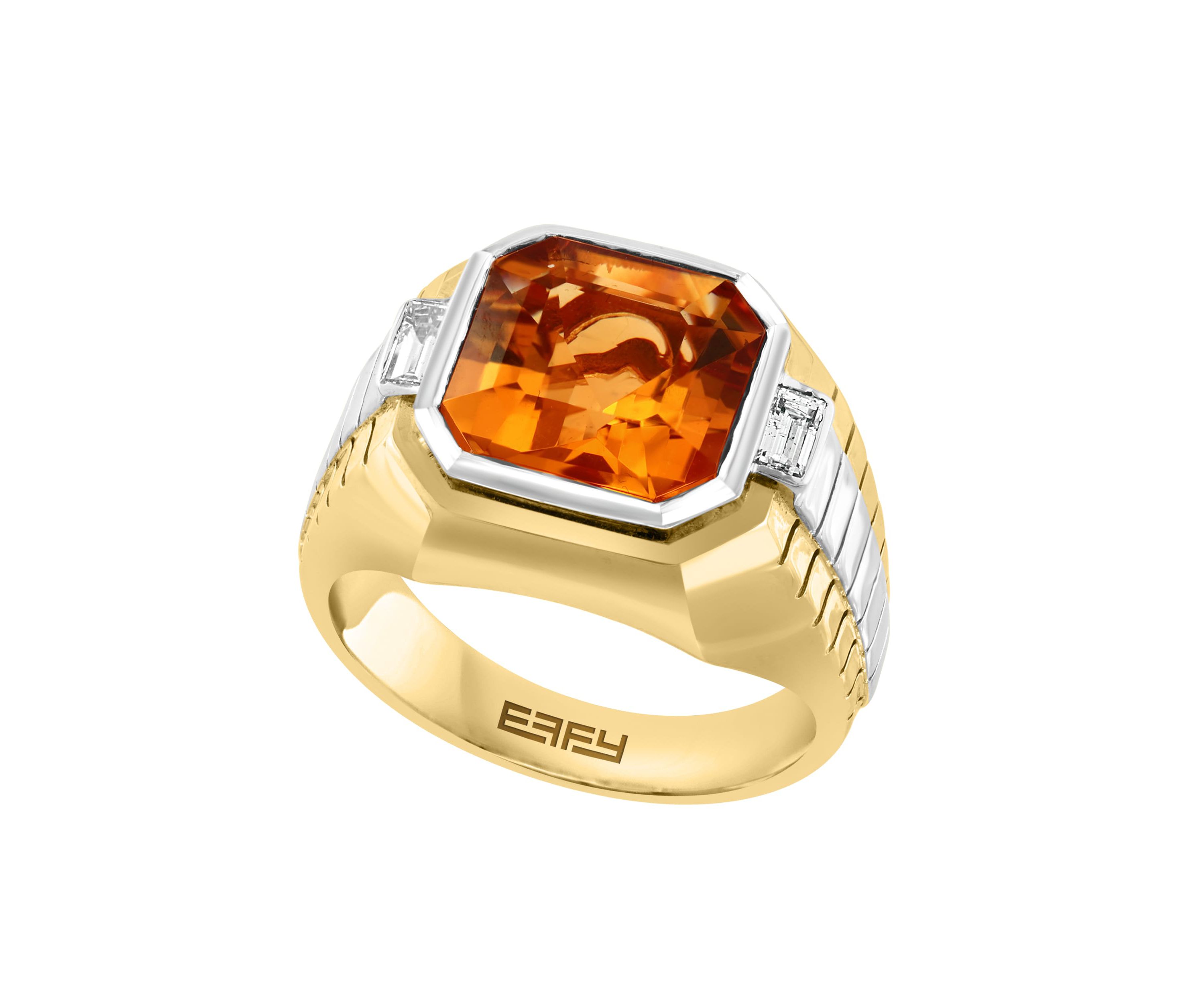 Citrine and White Topaz Ring in 18K Goldplated Sterling Silver