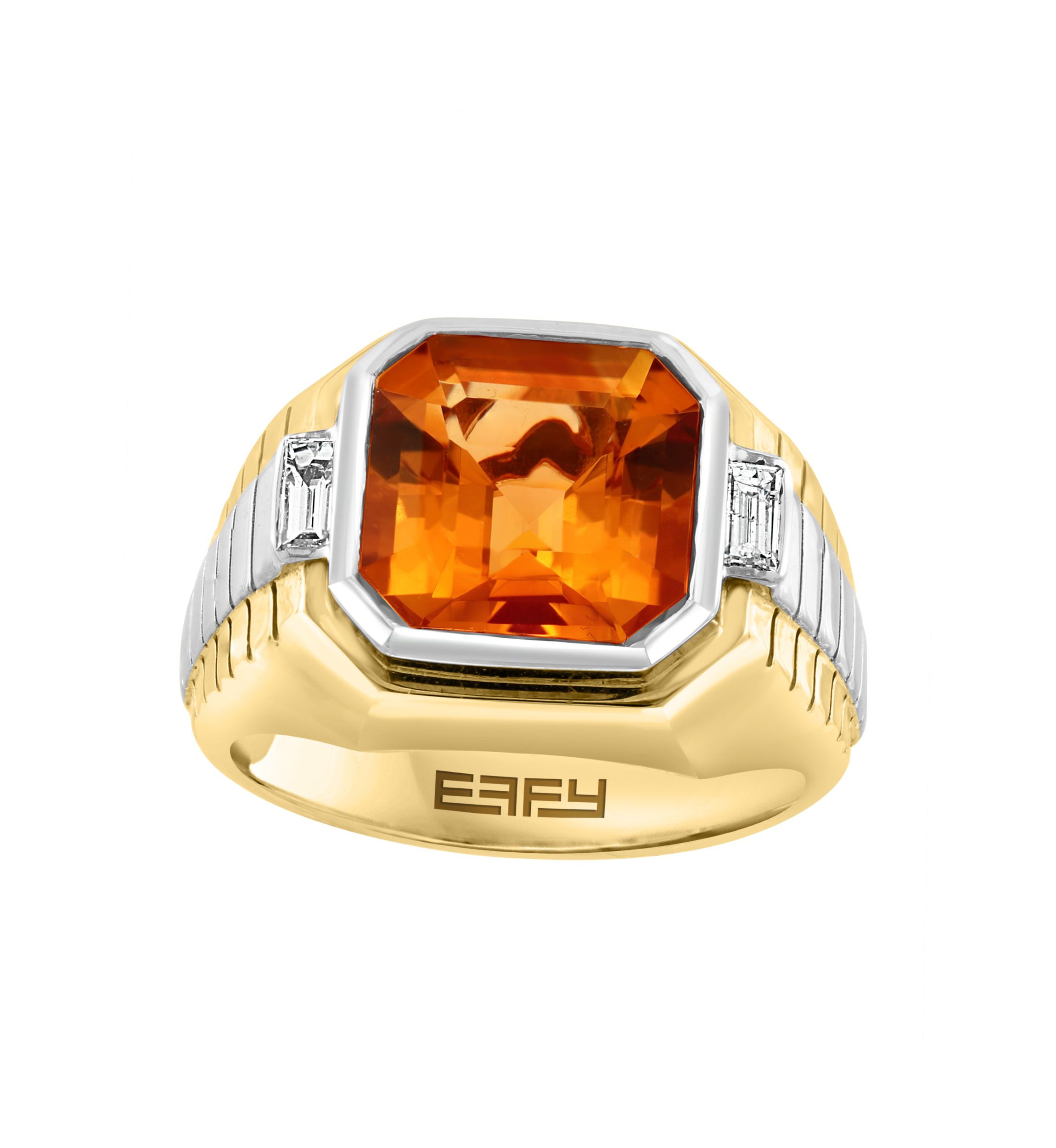 Citrine and White Topaz Ring in 18K Goldplated Sterling Silver