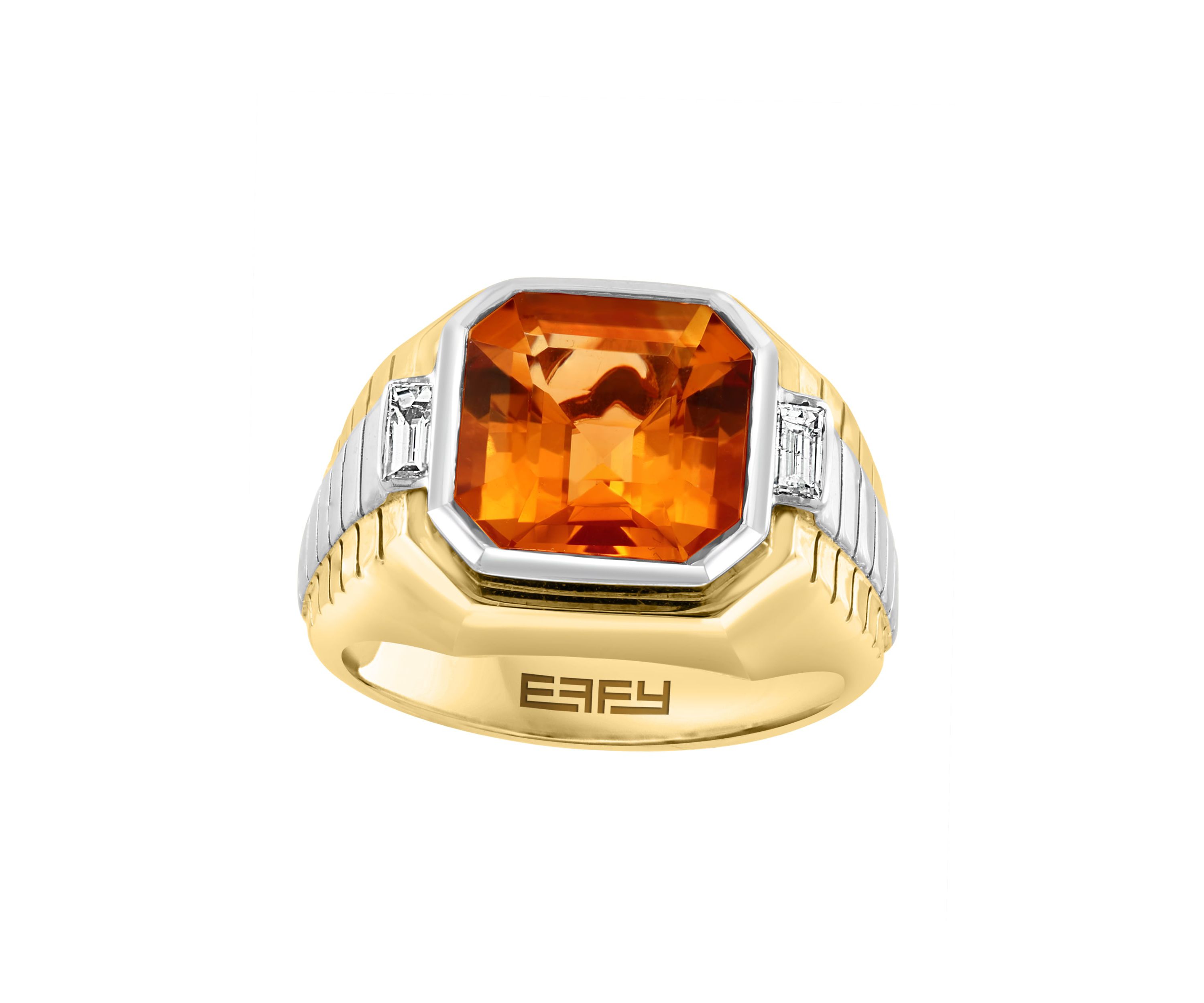 Citrine and White Topaz Ring in 18K Goldplated Sterling Silver