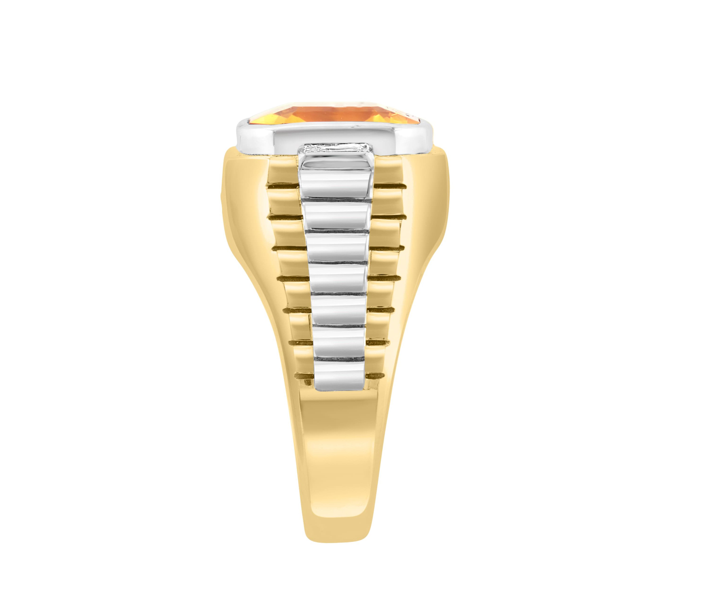 Citrine and White Topaz Ring in 18K Goldplated Sterling Silver