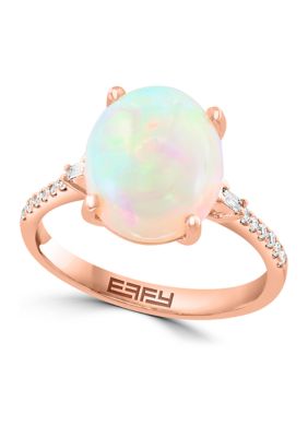 Effy Diamond and Opal Oval Ring in 14K Rose Gold, 7