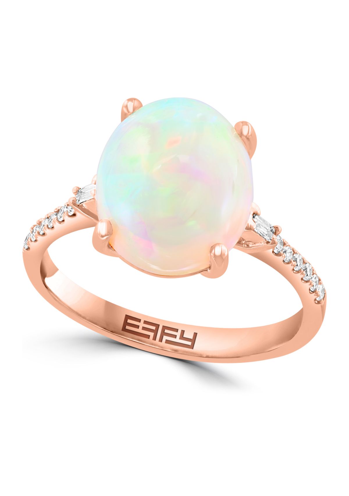 Diamond and Opal Oval Ring in 14K Rose Gold