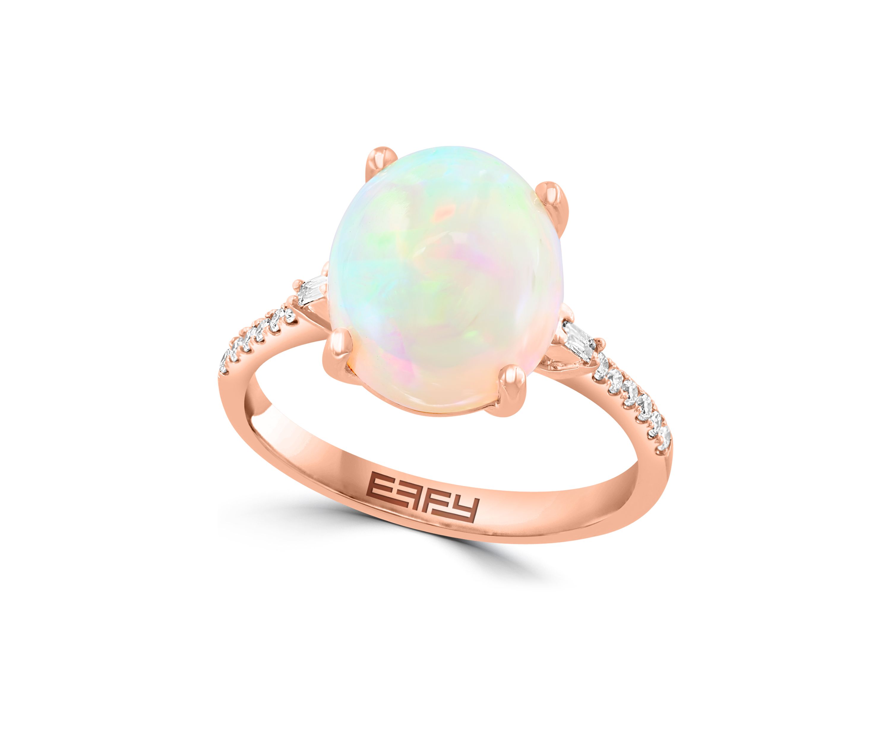 Diamond and Opal Oval Ring in 14K Rose Gold