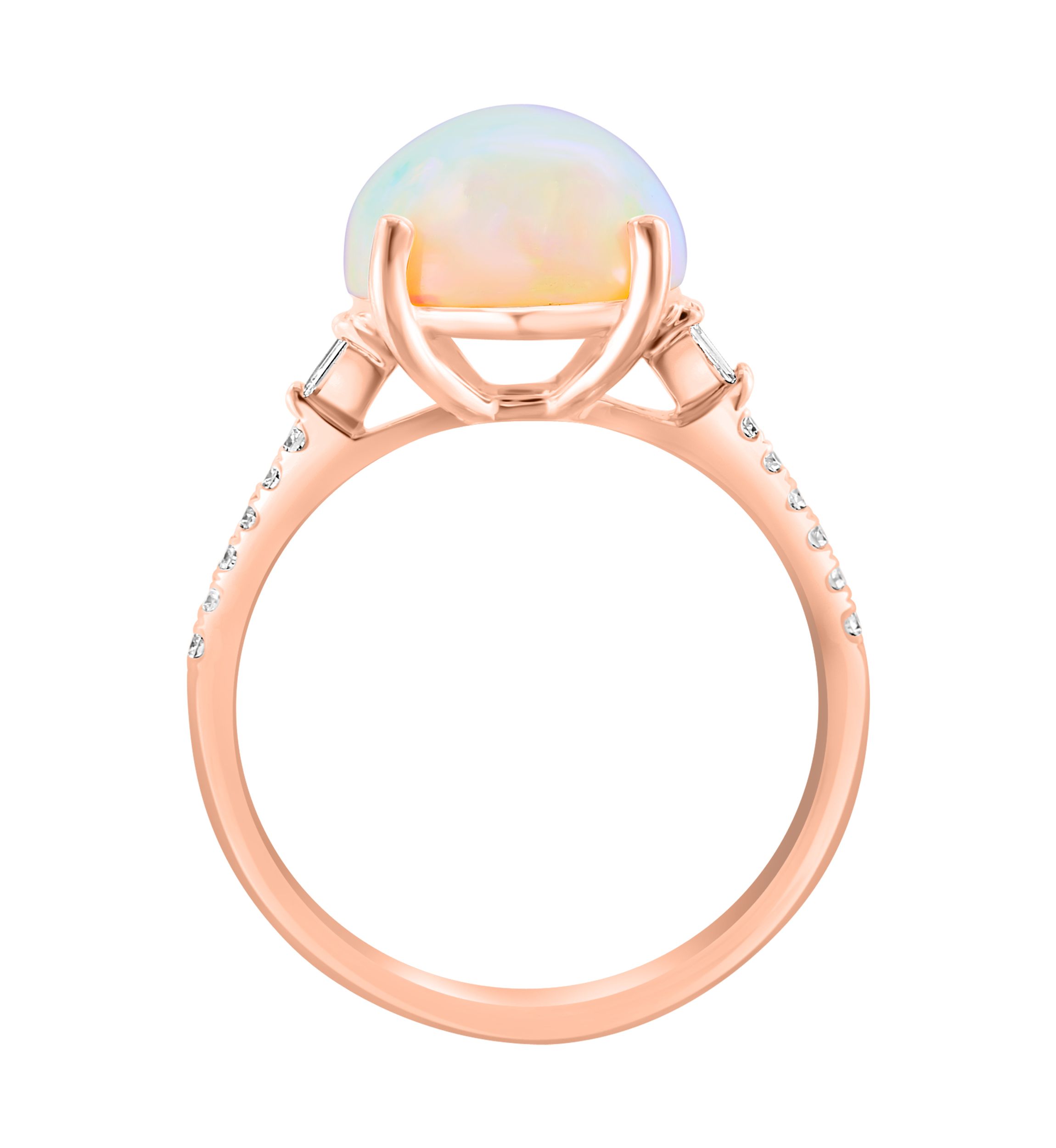 Diamond and Opal Oval Ring in 14K Rose Gold