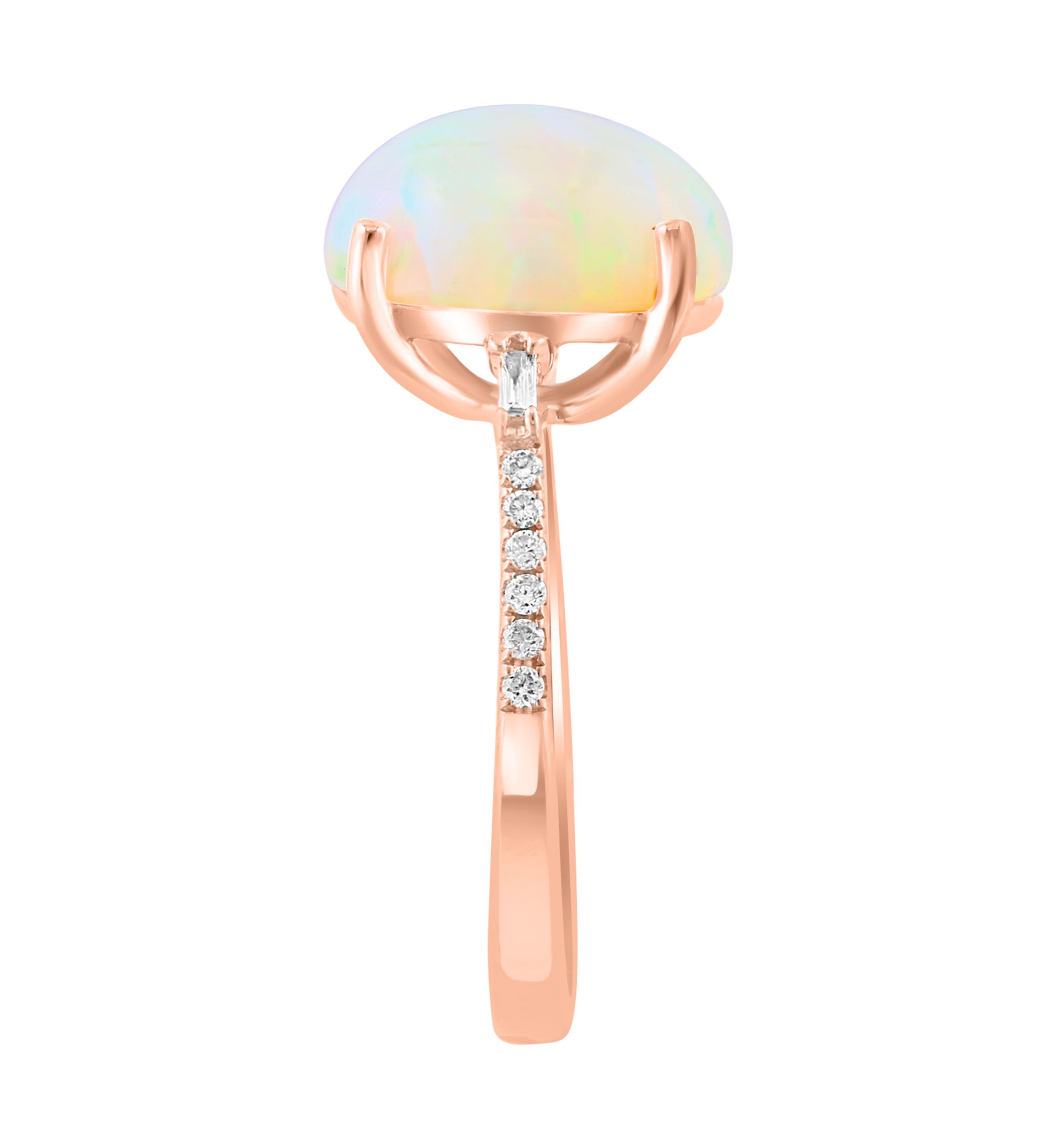 Diamond and Opal Oval Ring in 14K Rose Gold