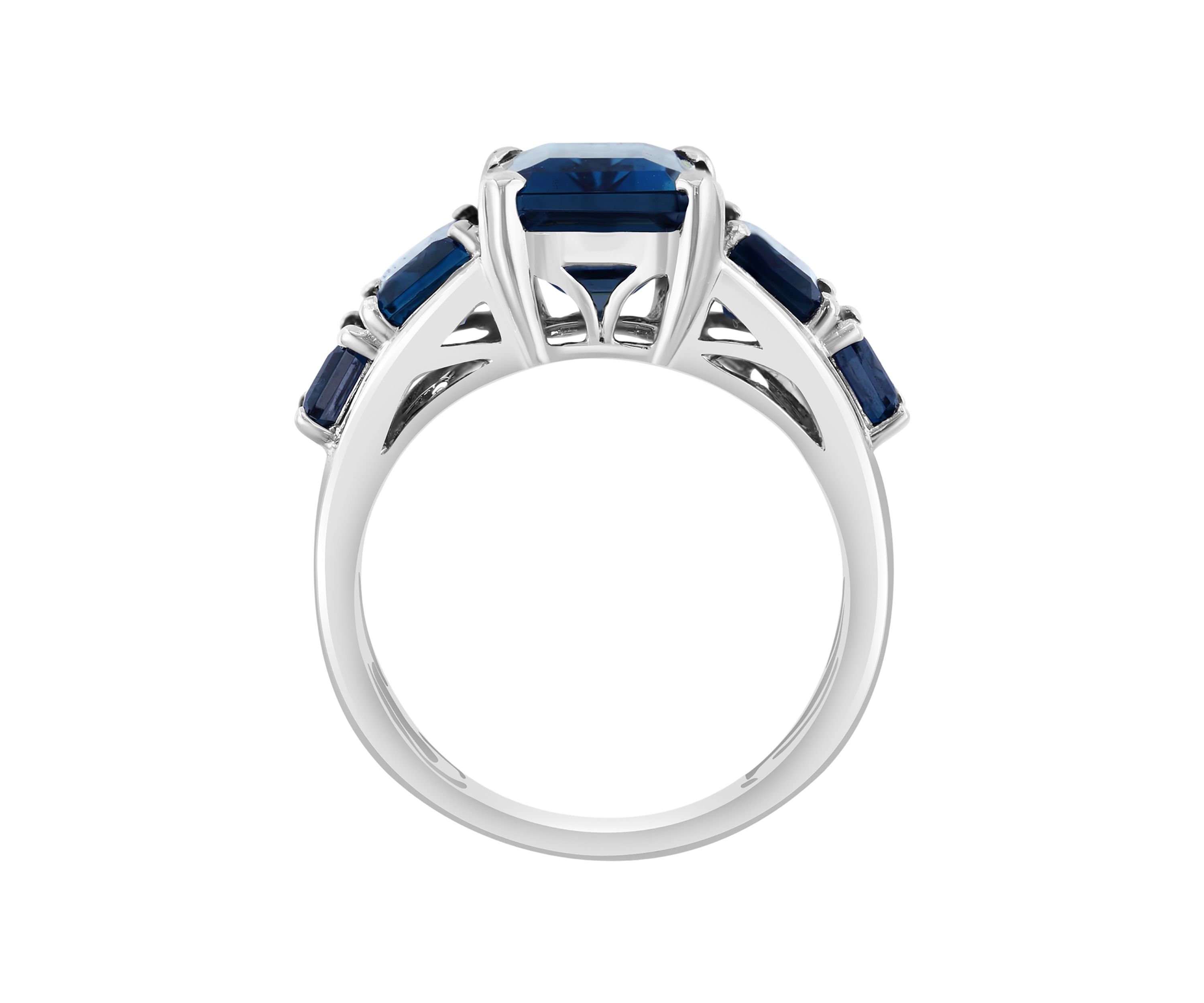 1/5 ct. t.w. Diamond, 8.83 ct. t.w. London Blue Topaz Ring in 14K White Gold