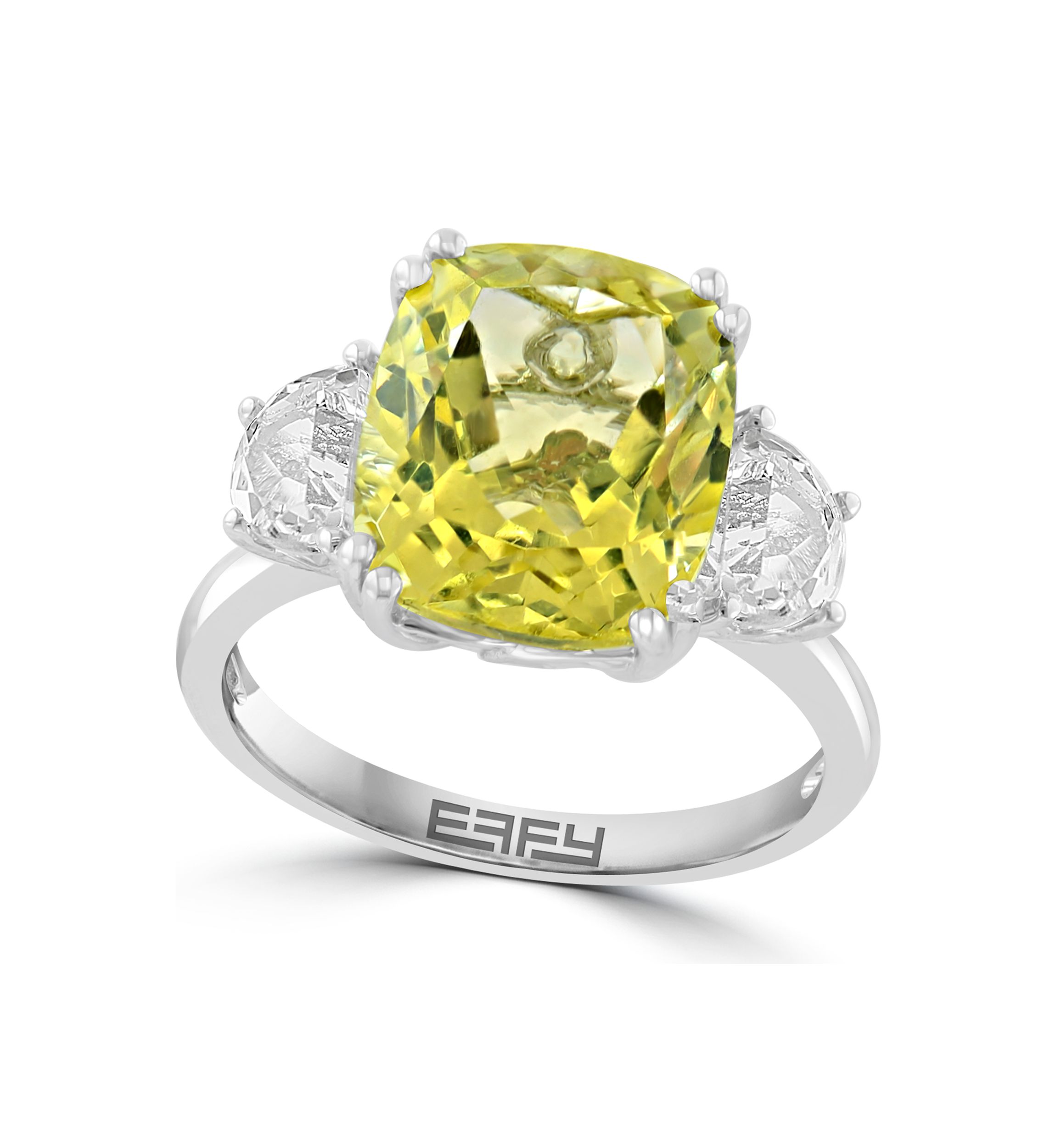 6.8 ct. t.w. White Topaz and Lemon Quartz Ring in 14K White Gold 