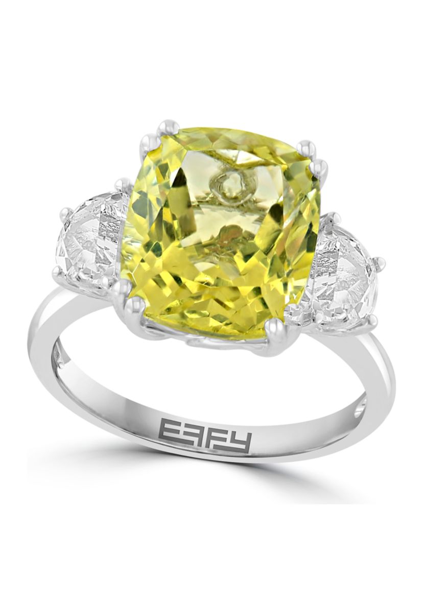 6.8 ct. t.w. White Topaz and Lemon Quartz Ring in 14K White Gold 