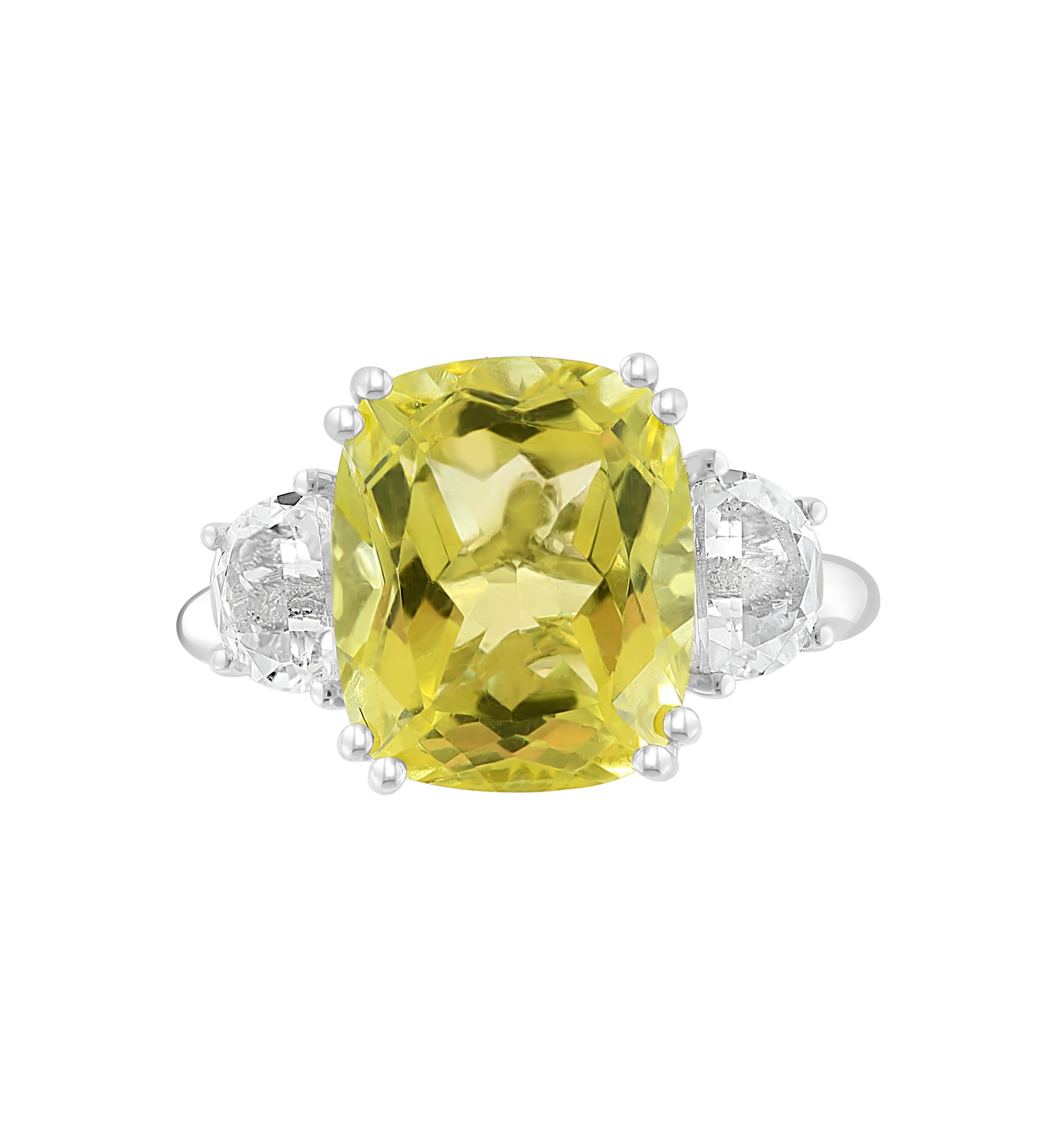 6.8 ct. t.w. White Topaz and Lemon Quartz Ring in 14K White Gold 