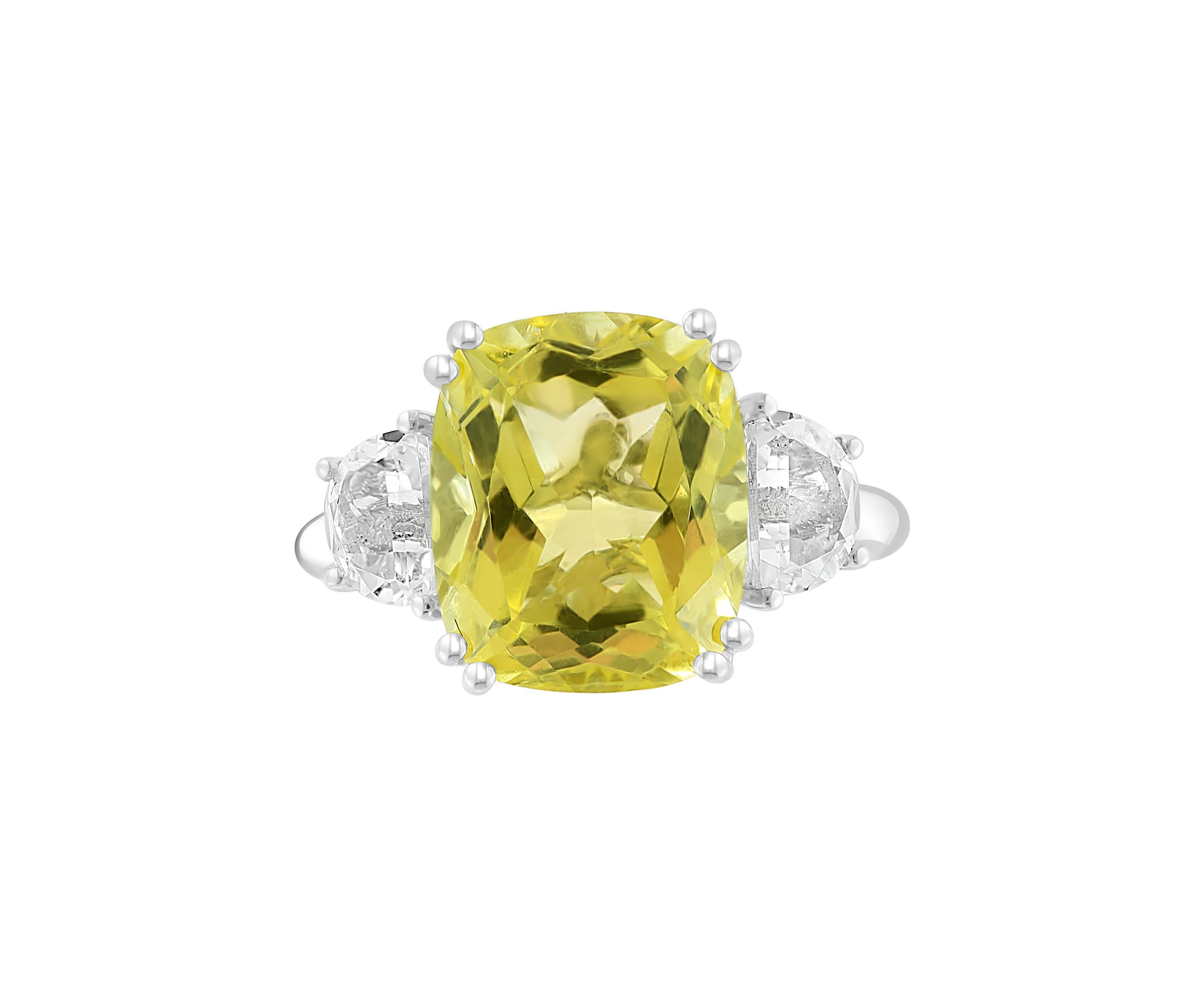 6.8 ct. t.w. White Topaz and Lemon Quartz Ring in 14K White Gold 