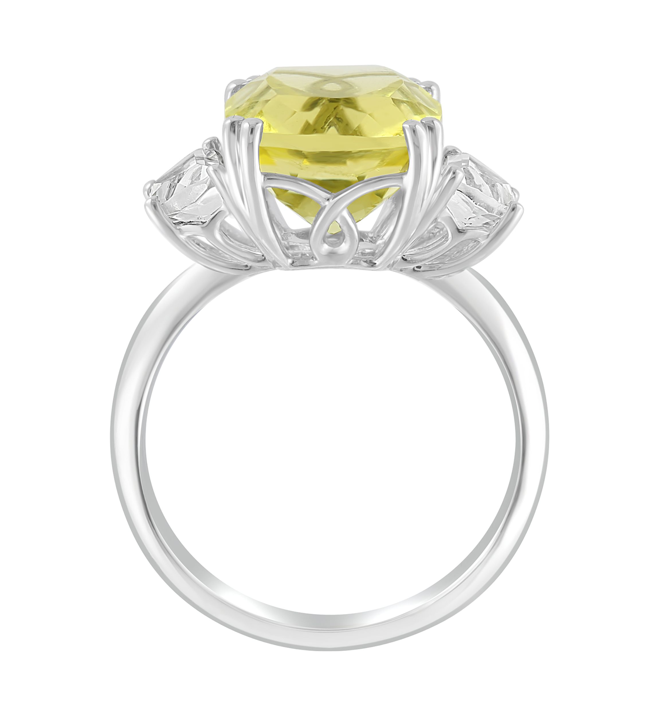 6.8 ct. t.w. White Topaz and Lemon Quartz Ring in 14K White Gold 